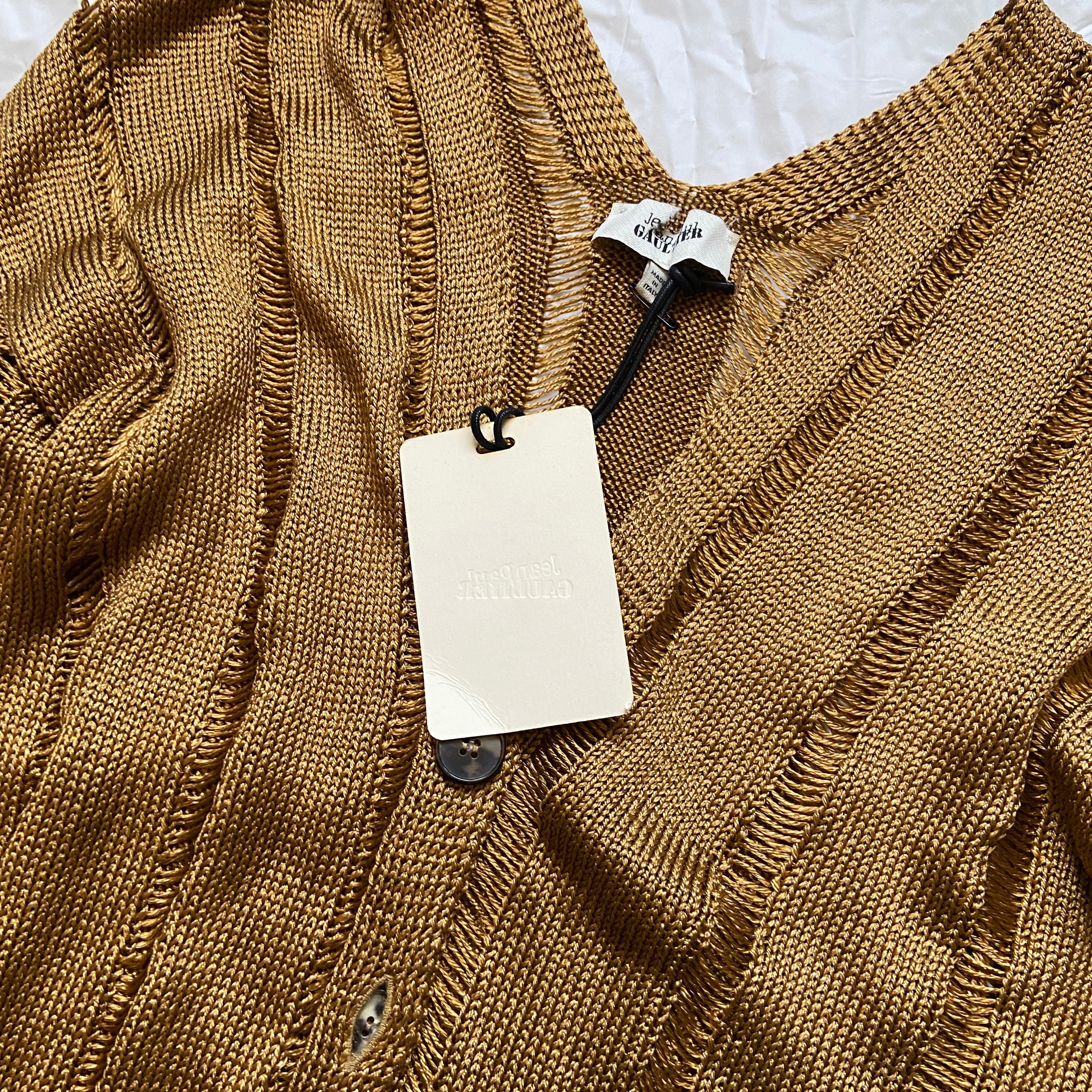 Jean Paul Gaultier gold open knit cardigan XS - 6