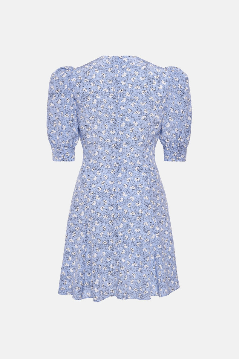 Alessandra Rich CLOVER PRINT SILK MINI DRESS WITH BOW outlook