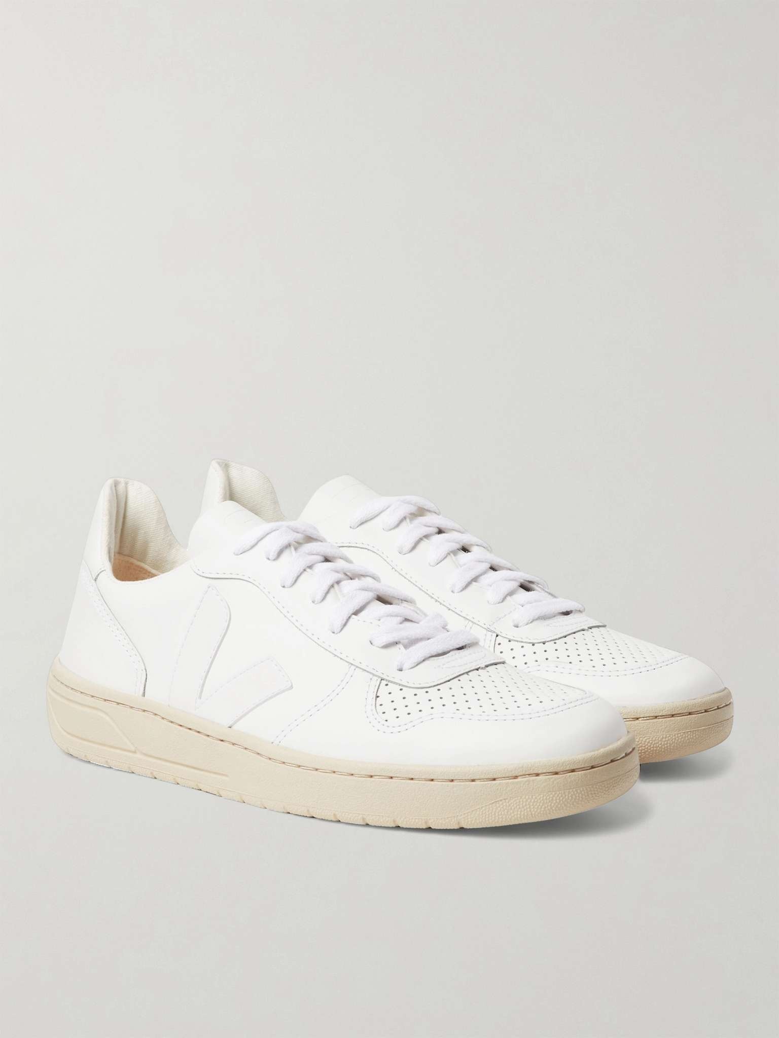 V-10 Rubber-Trimmed Leather Sneakers - 4