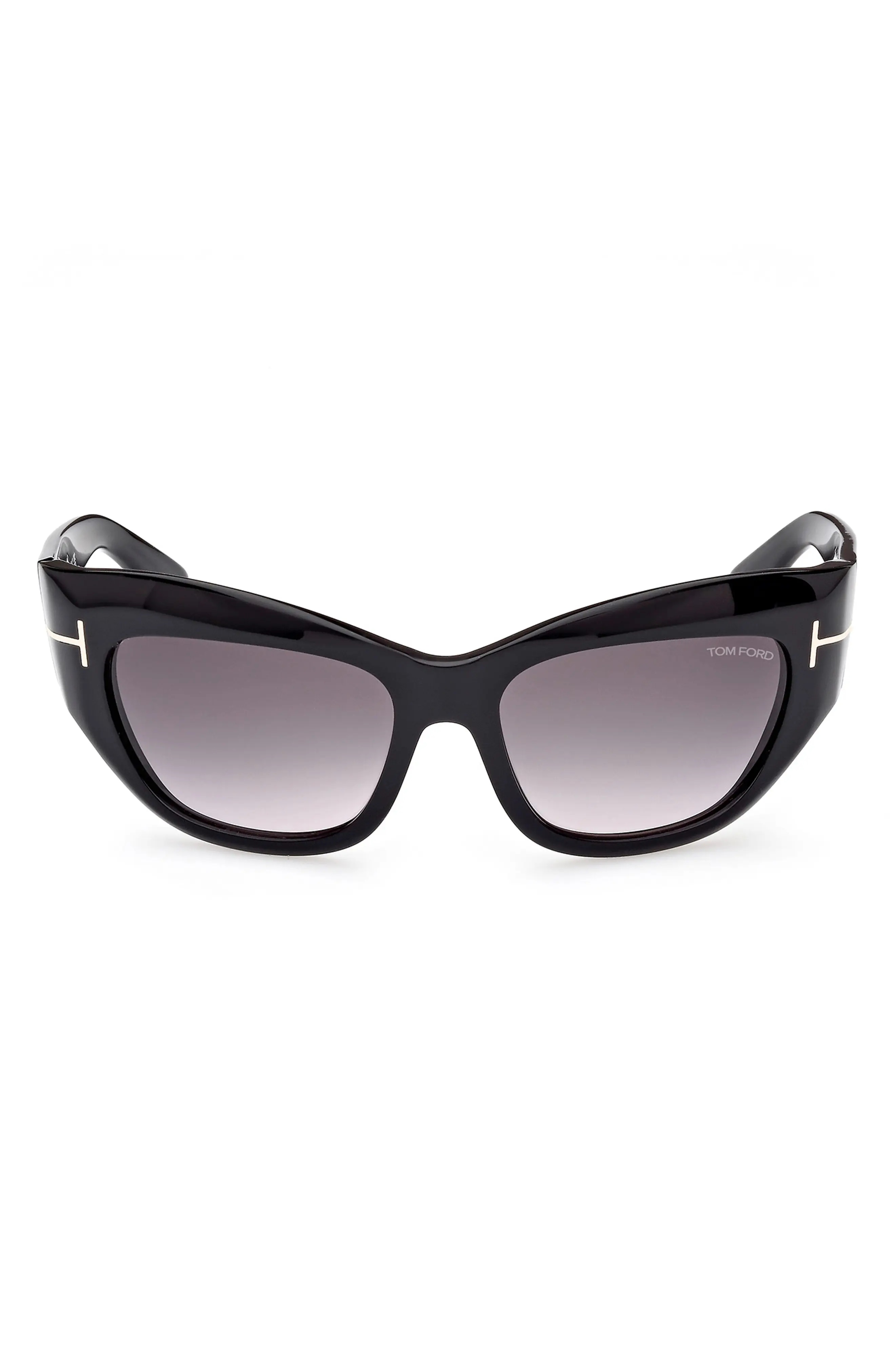 Brianna 55mm Gradient Cat Eye Sunglasses in Shiny Black /Smoke Pink - 1