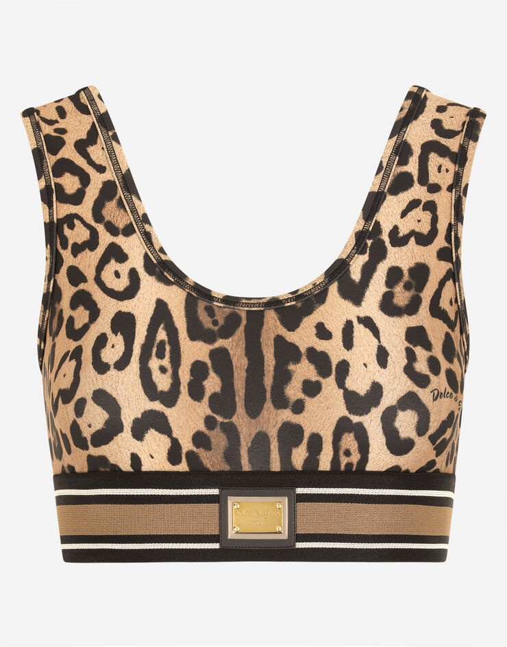 Leopard-print spandex/jersey crop top - 3