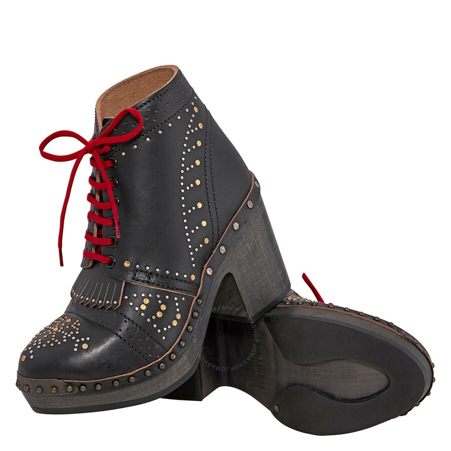 Burberry Riveted Antrim Leather Block-heel Clog Boots - 2
