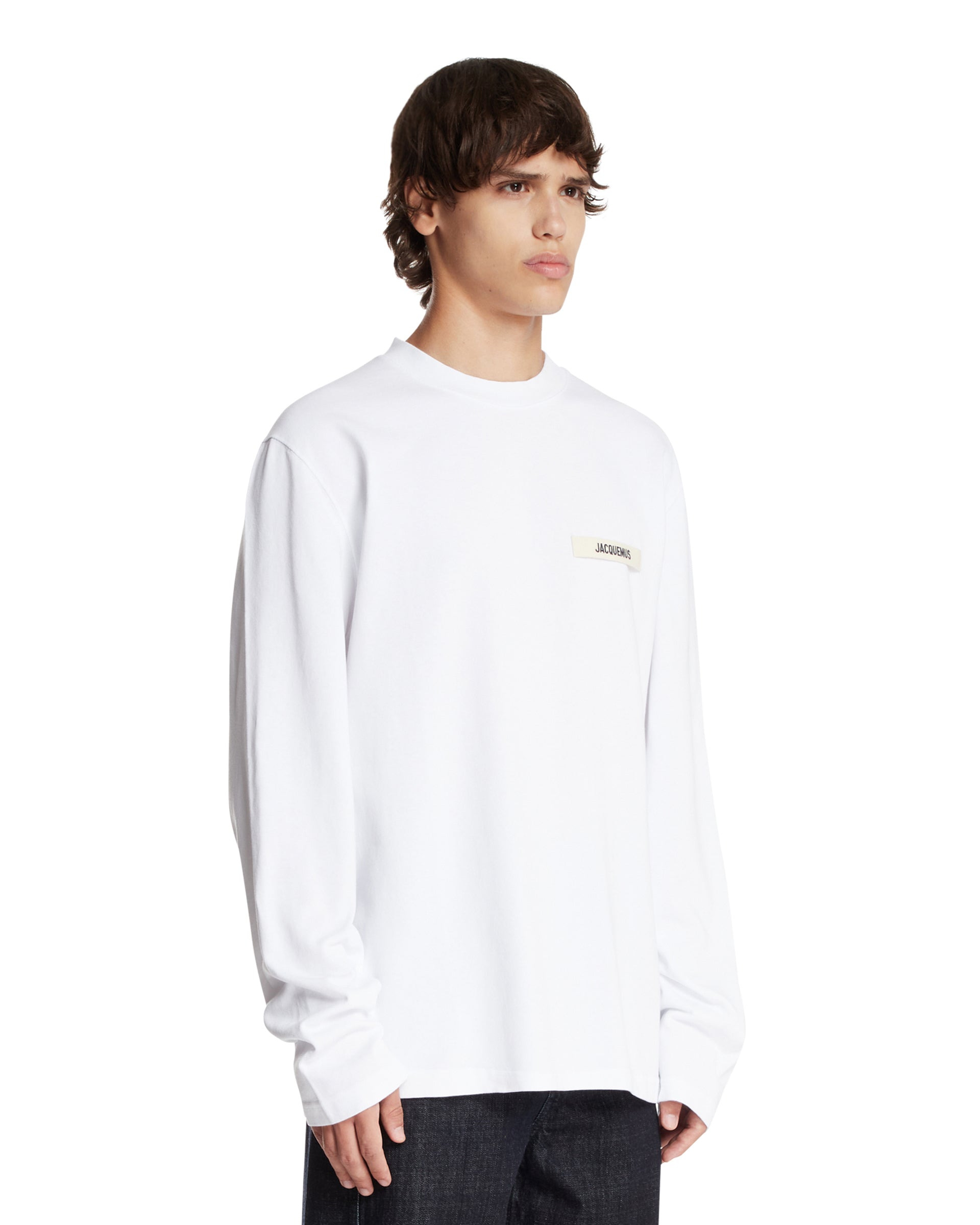 White Gros Grain Long Sleeve T-Shirt - 4