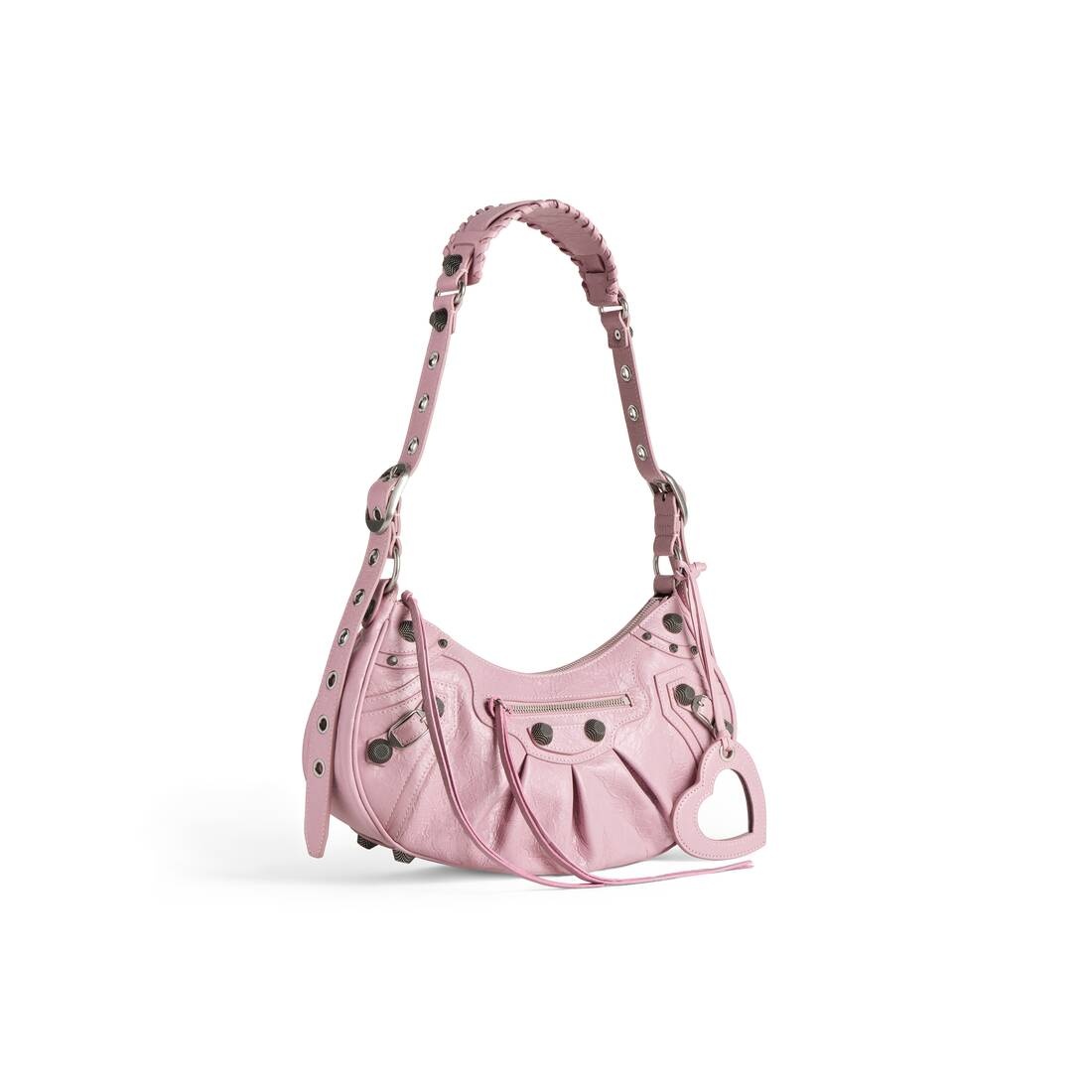 Women's Le Cagole Small Shoulder Bag Crocodile Embossed in Pink