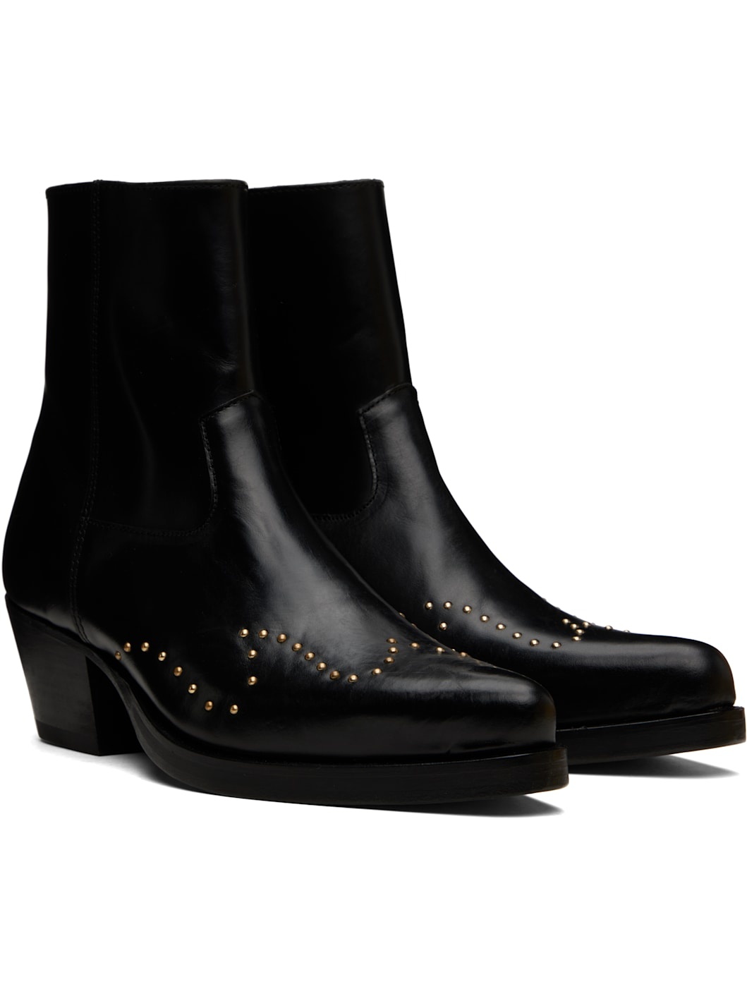 Black Studded Western Boots - 4