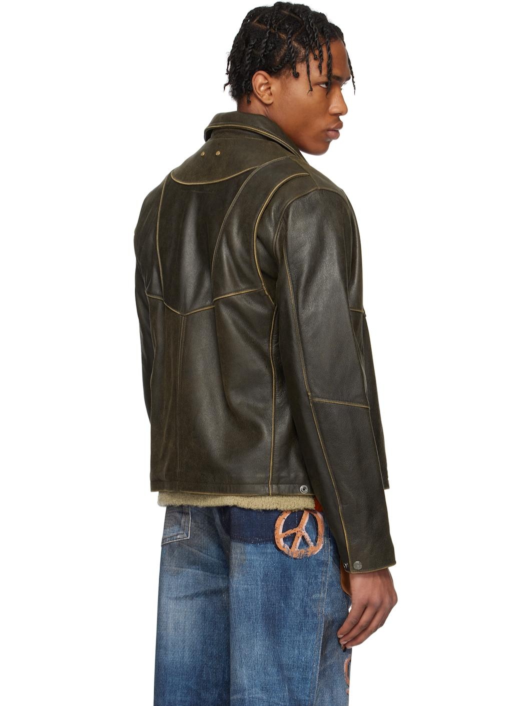 SSENSE Exclusive Brown Dreszen Zip-Up Leather Jacket - 3
