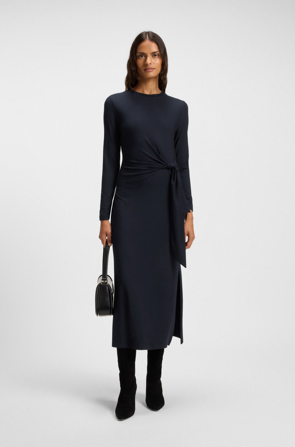 STRETCH-JERSEY DRESS WITH KNOTTED WAIST DETAIL - 3