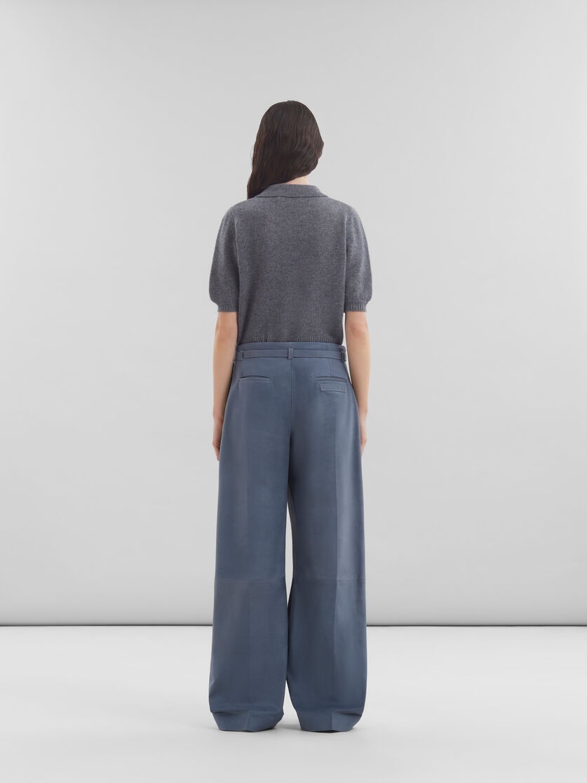 GREY SUEDE TROUSERS WITH BELT - 3