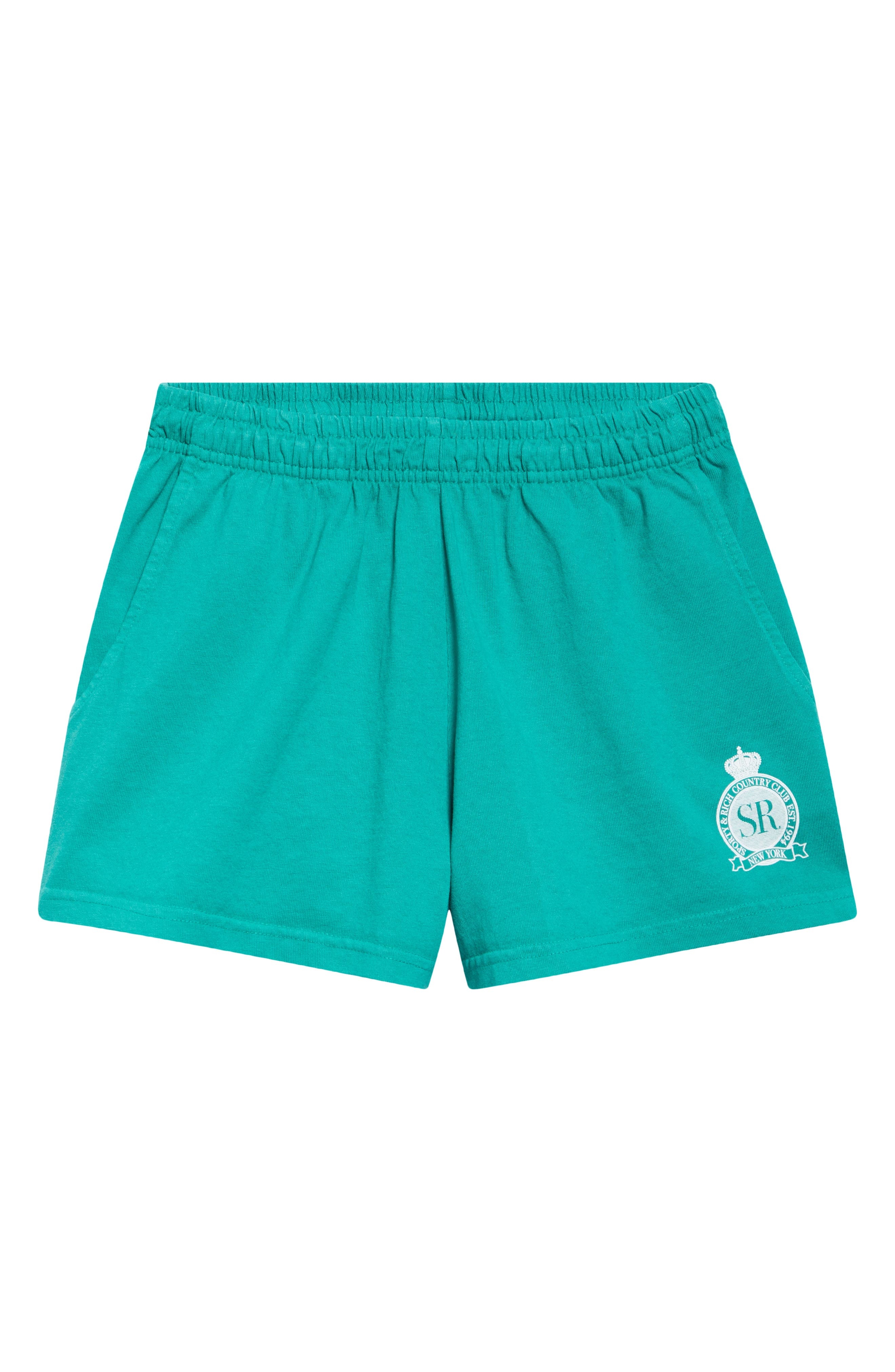 Sporty & Rich Royal Club Disco Graphic Sweat Shorts in Spring Green at Nordstrom - 6