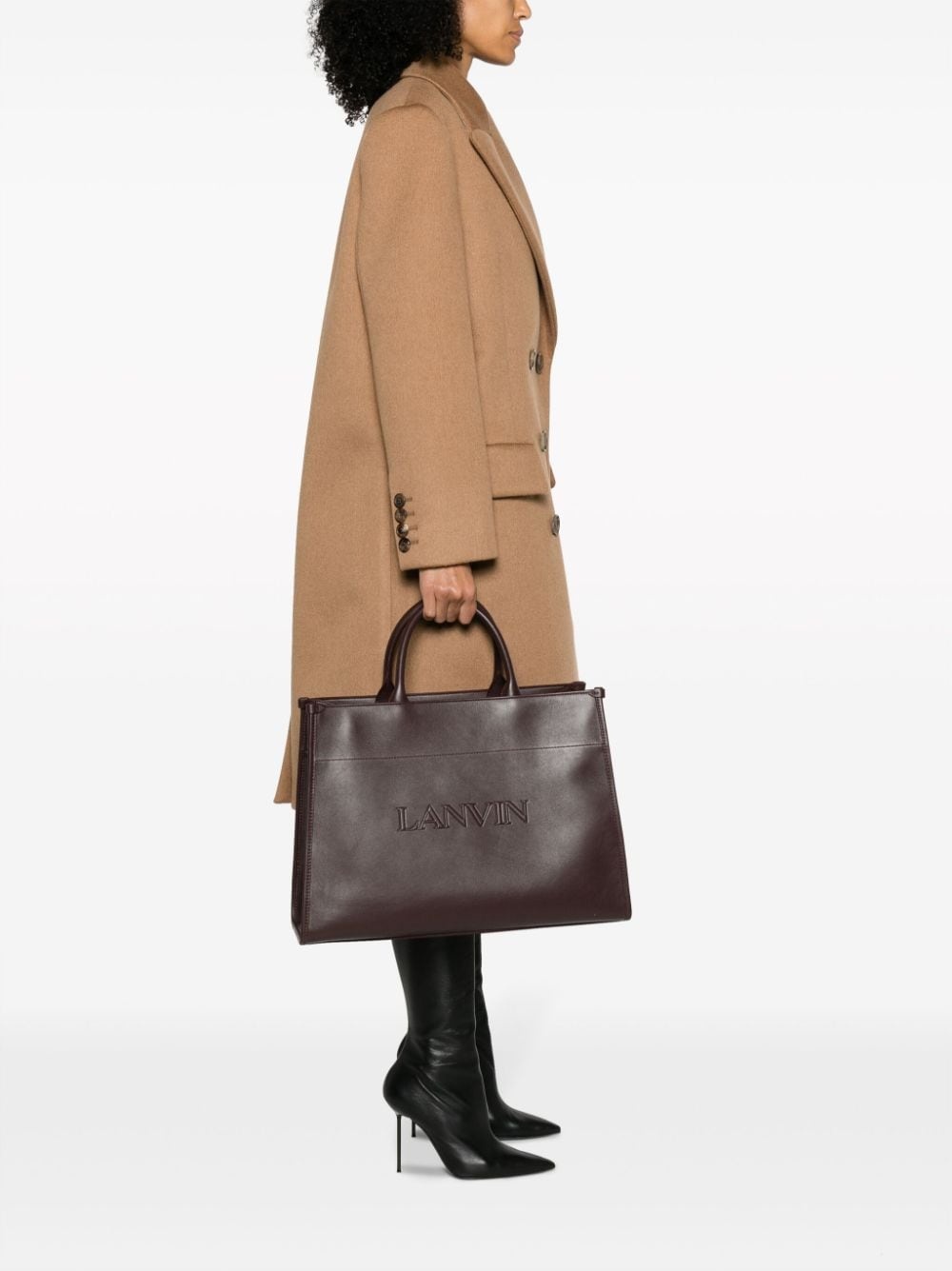 logo-embossed leather tote bag - 2