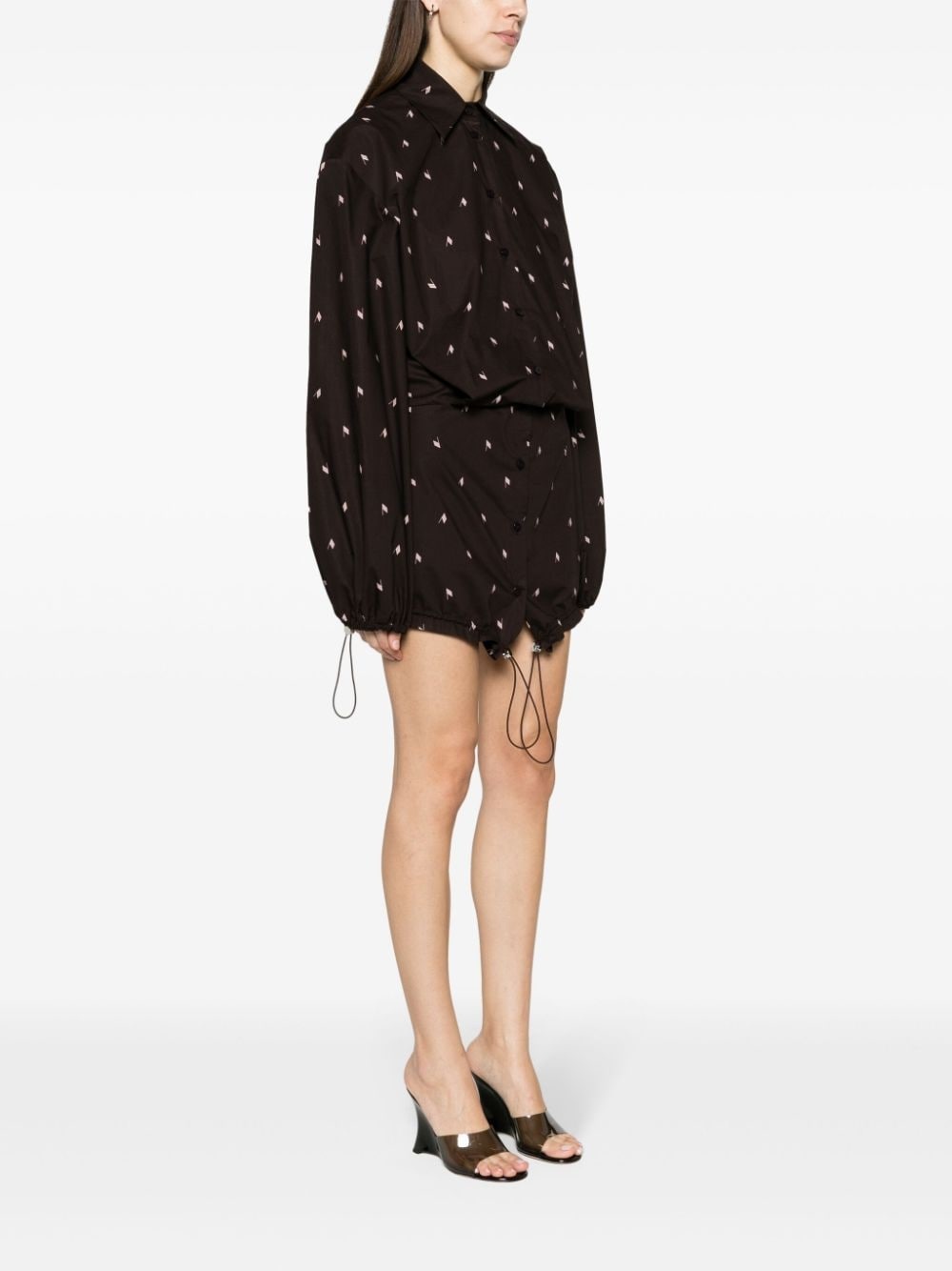 logo-print cotton shirt dress - 3