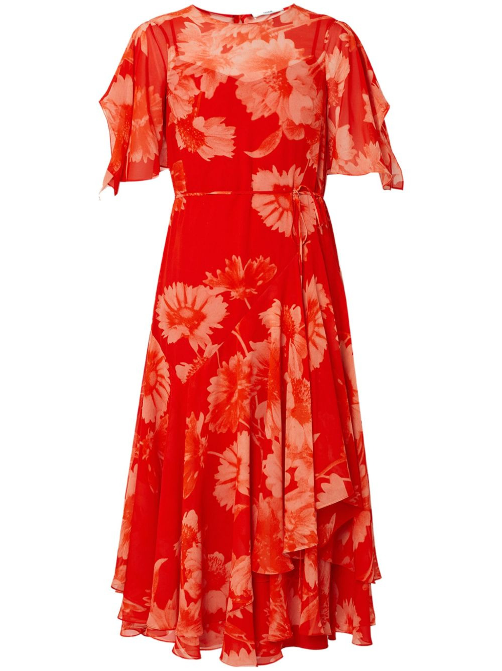 asymmetric short-sleeve midi dress - 1