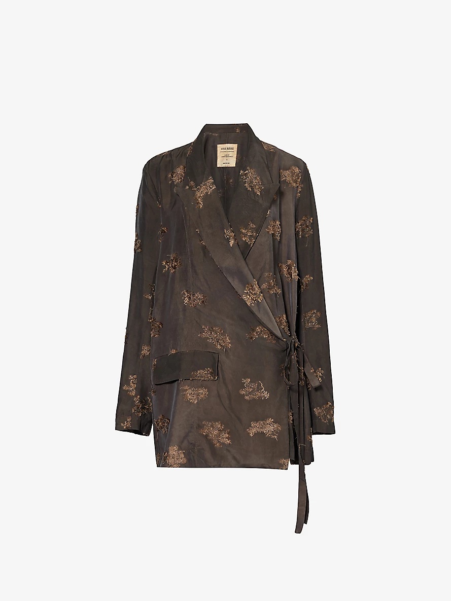 Khloe distressed-pattern woven jacket - 1