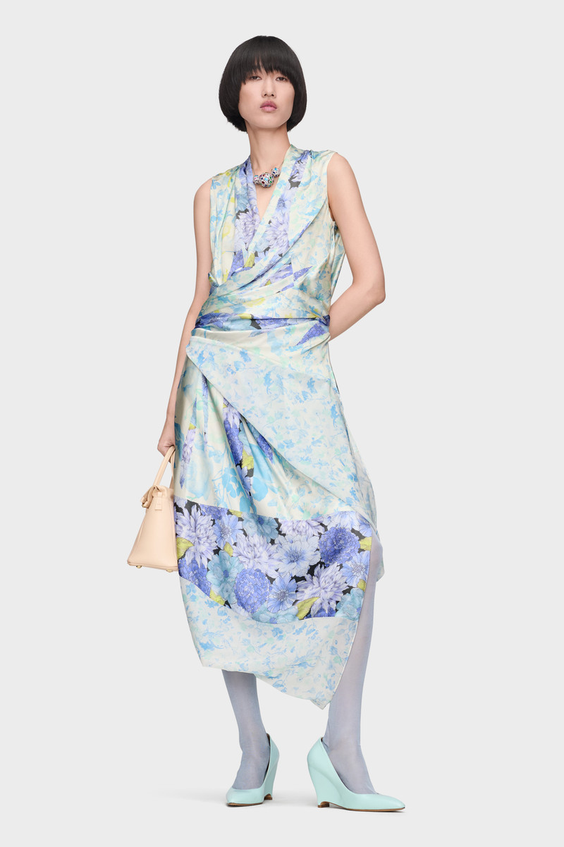 Maison Margiela Floral Drape Wrap Dress outlook