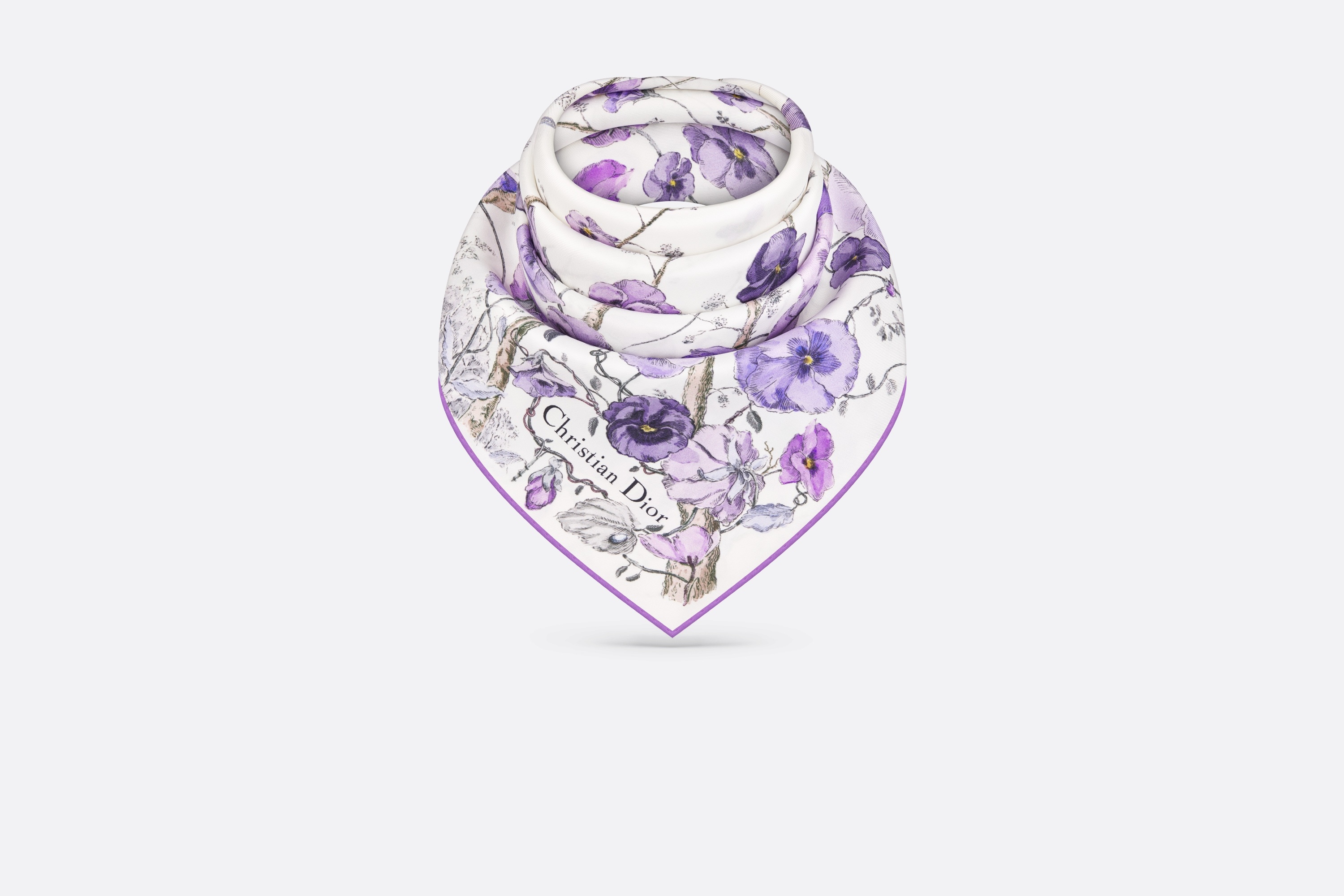 Christian Dior silk scarf スカーフ　パープル CHRISTIAN DIOR Echarpes Purple & Fuchsia Floral Silk Scarf