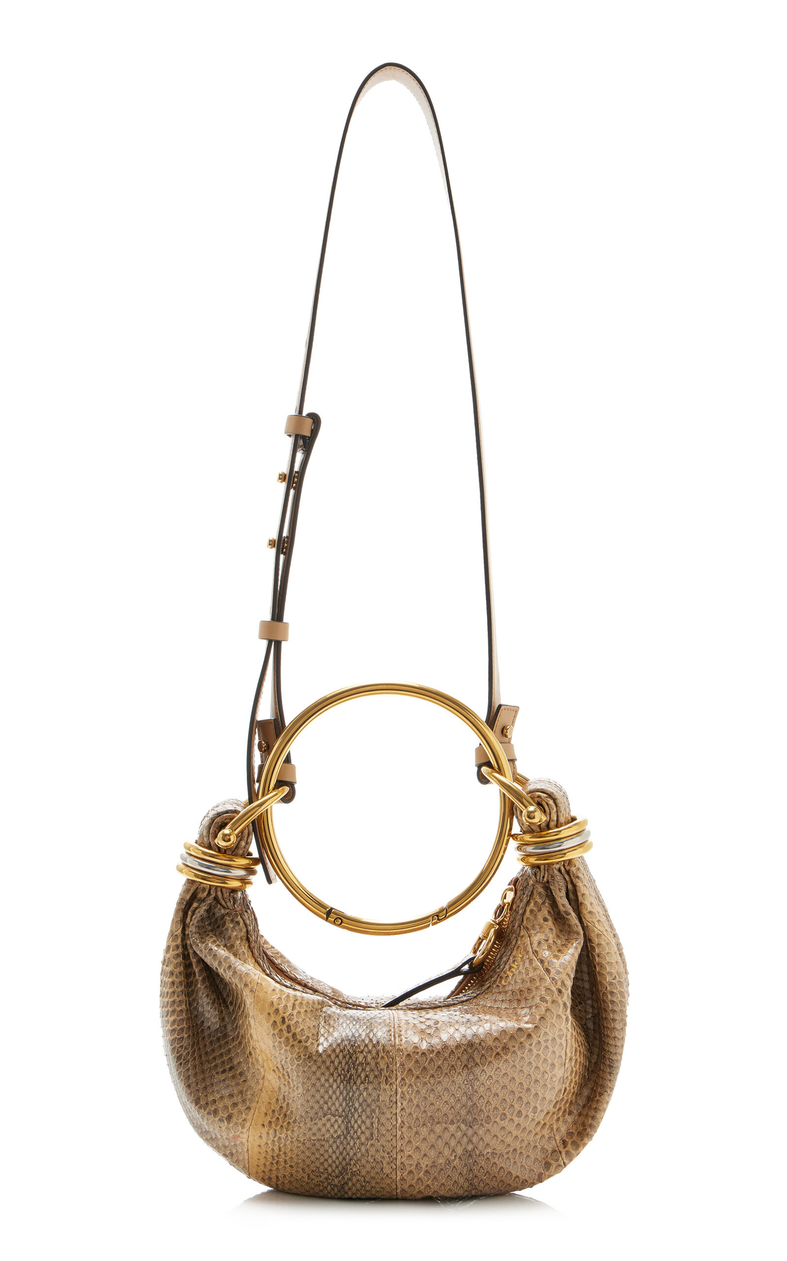 Bracelet-Handle Leather Shoulder Bag animal - 4