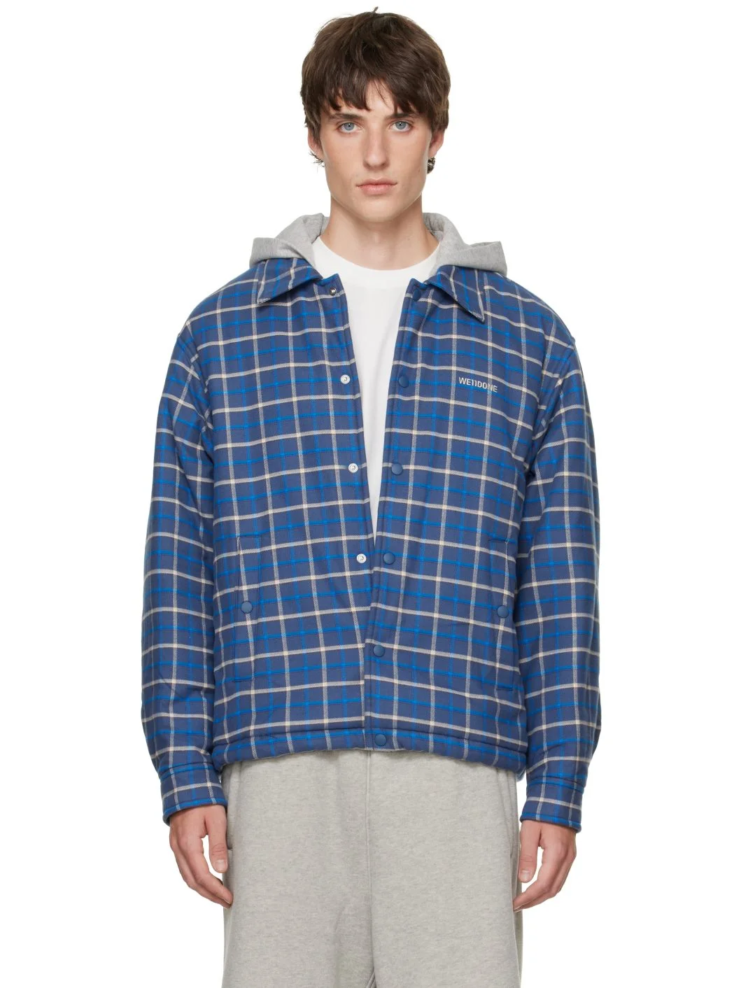 Blue Hooded Shirt Jacket - 1