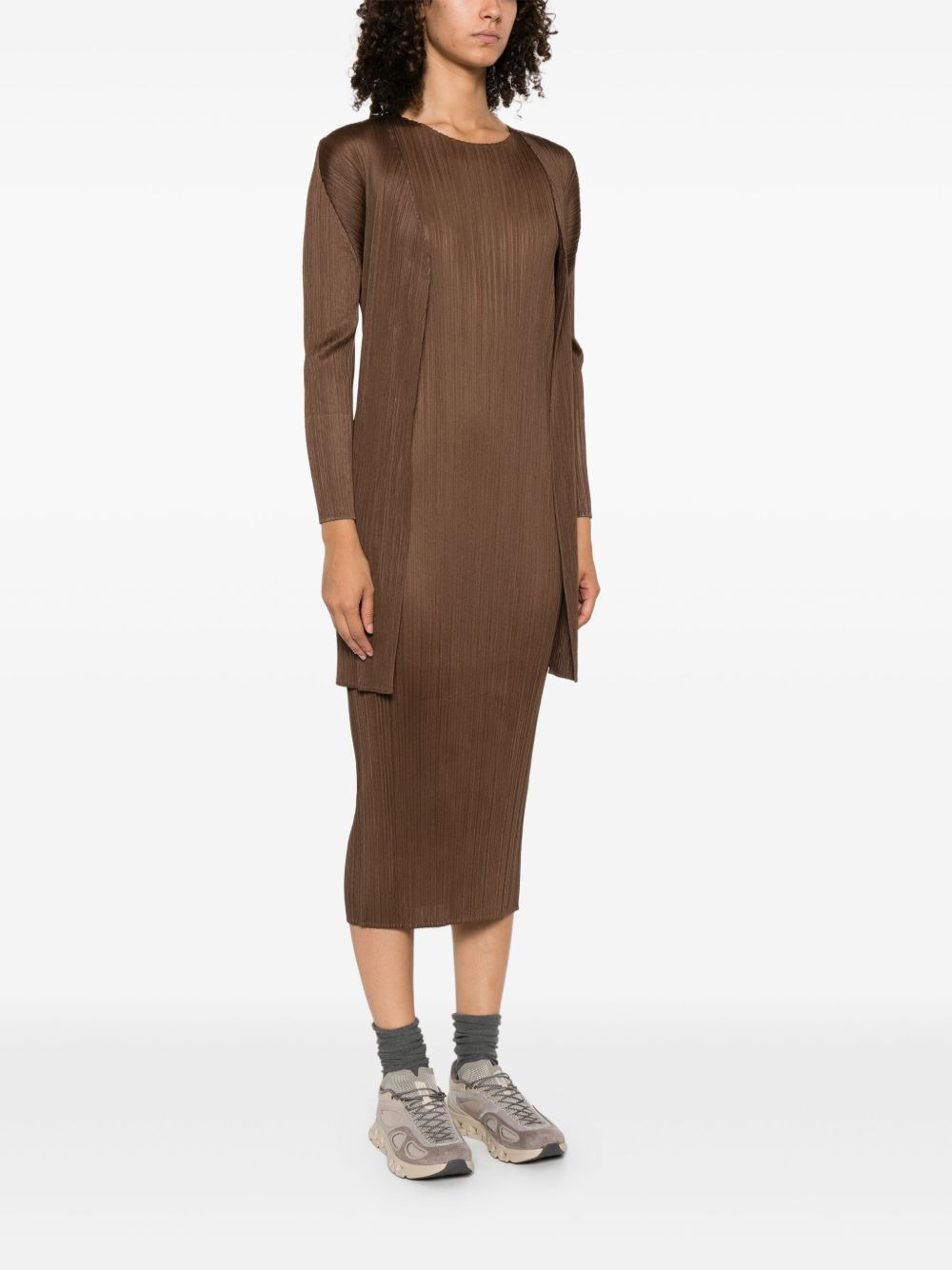 pleated open-front coat - 3