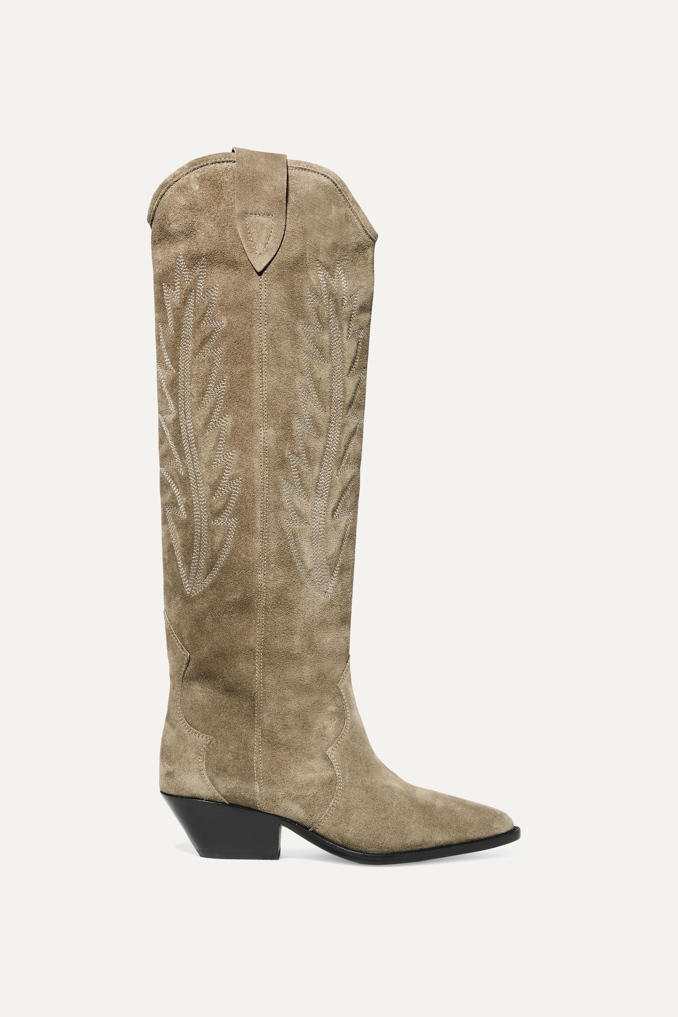 Denzy embroidered suede knee boots - 1