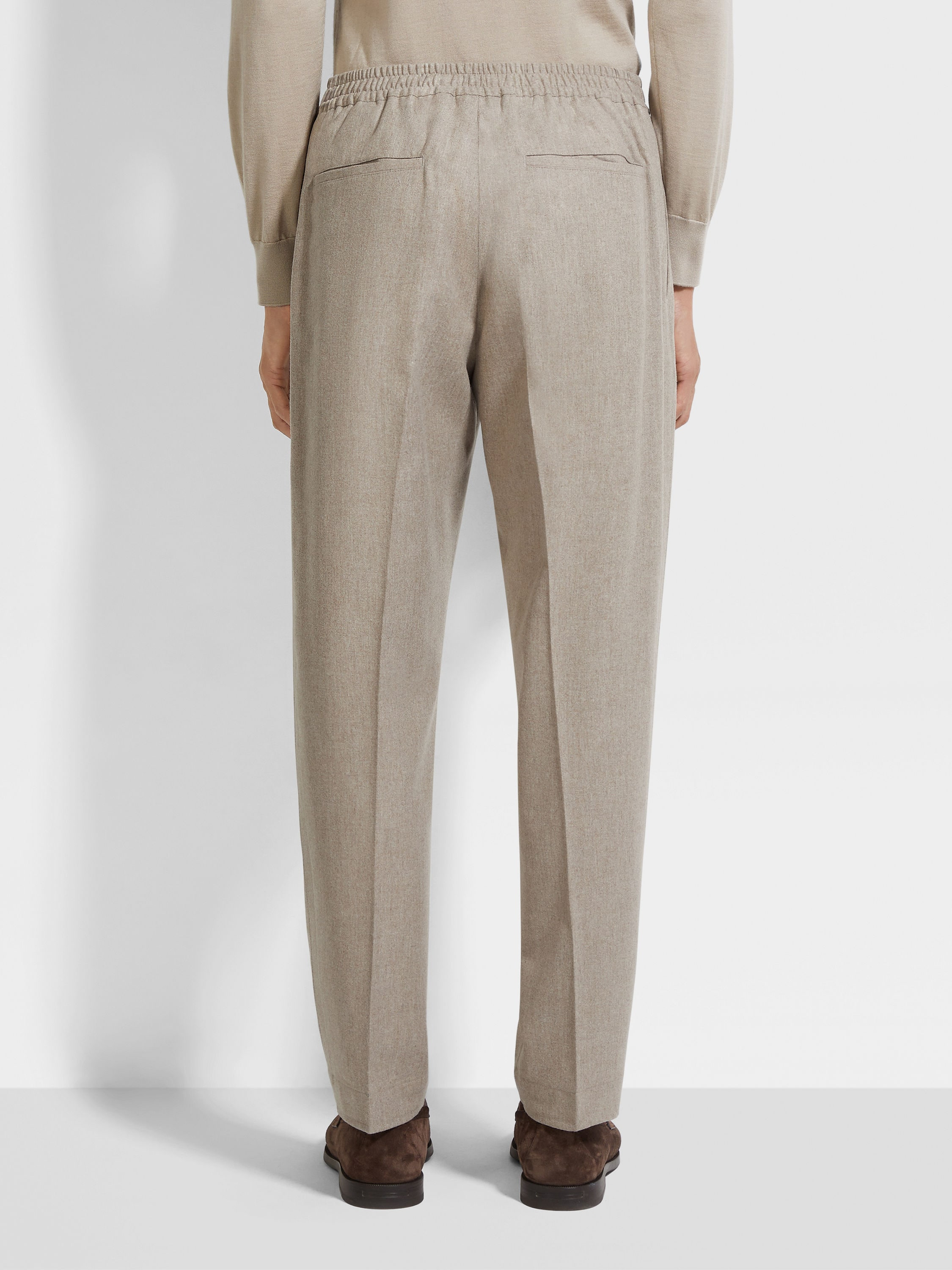 LIGHT TAUPE 15MILMIL15 WOOL SILK AND CASHMERE PANTS - 5