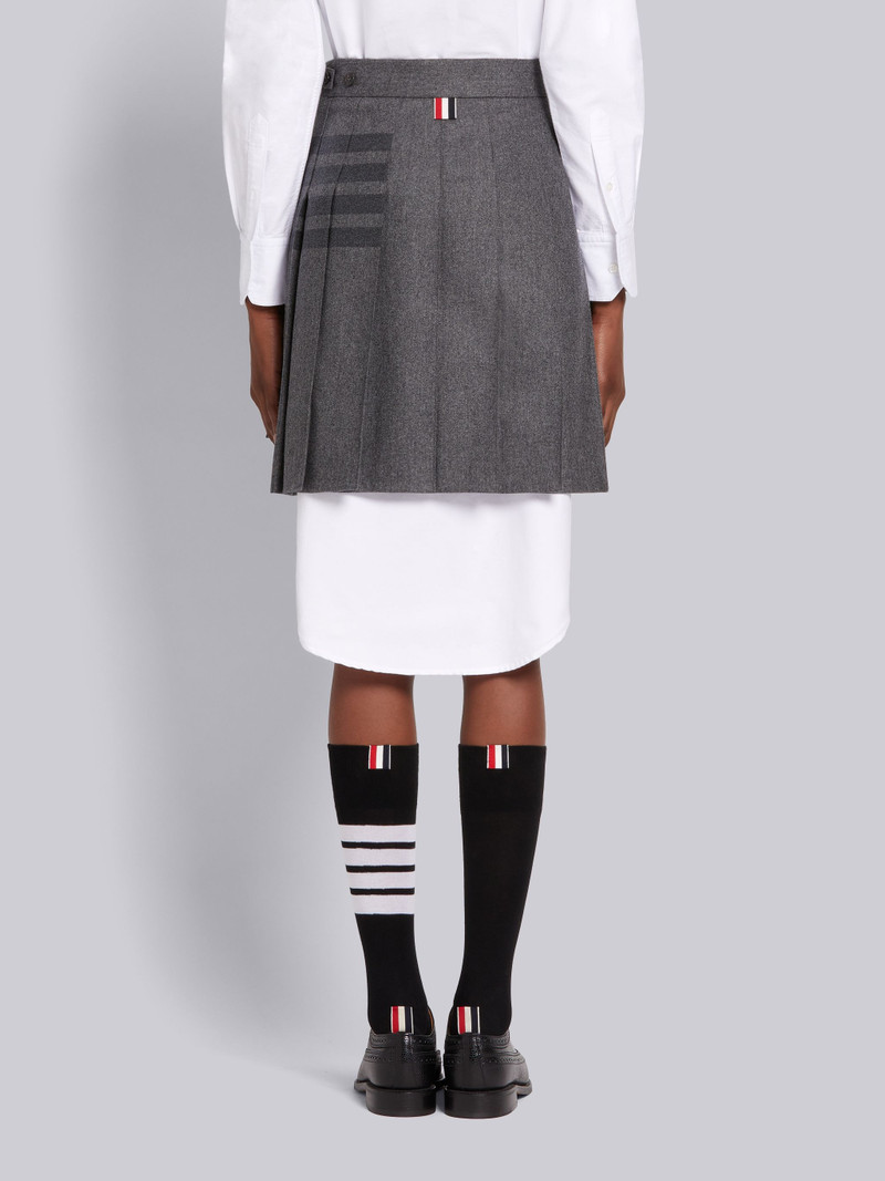 Medium Grey Wool Cashmere Flannel Pleated 4-Bar Mini Skirt 3