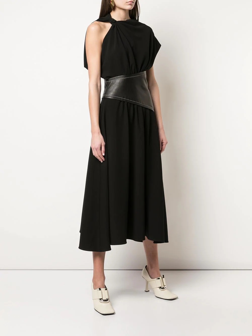 asymmetrical belted dress - 3