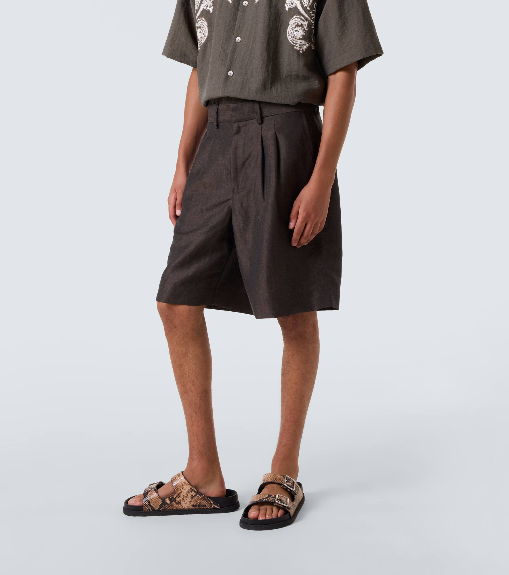 Linen and wool shorts - 3