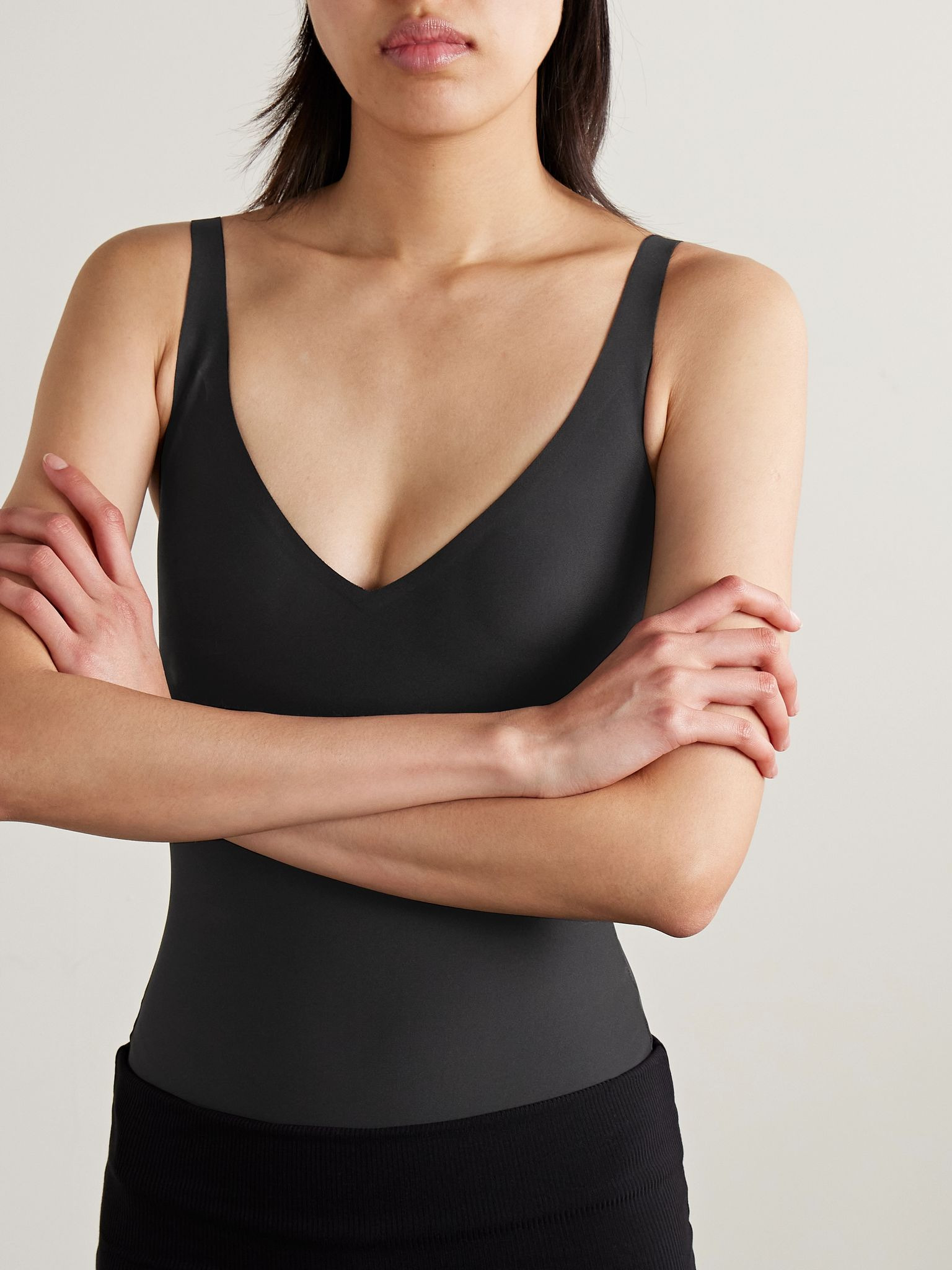 Skims Body Unlined Plunge Thong Bodysuit - Onyx Black - 3