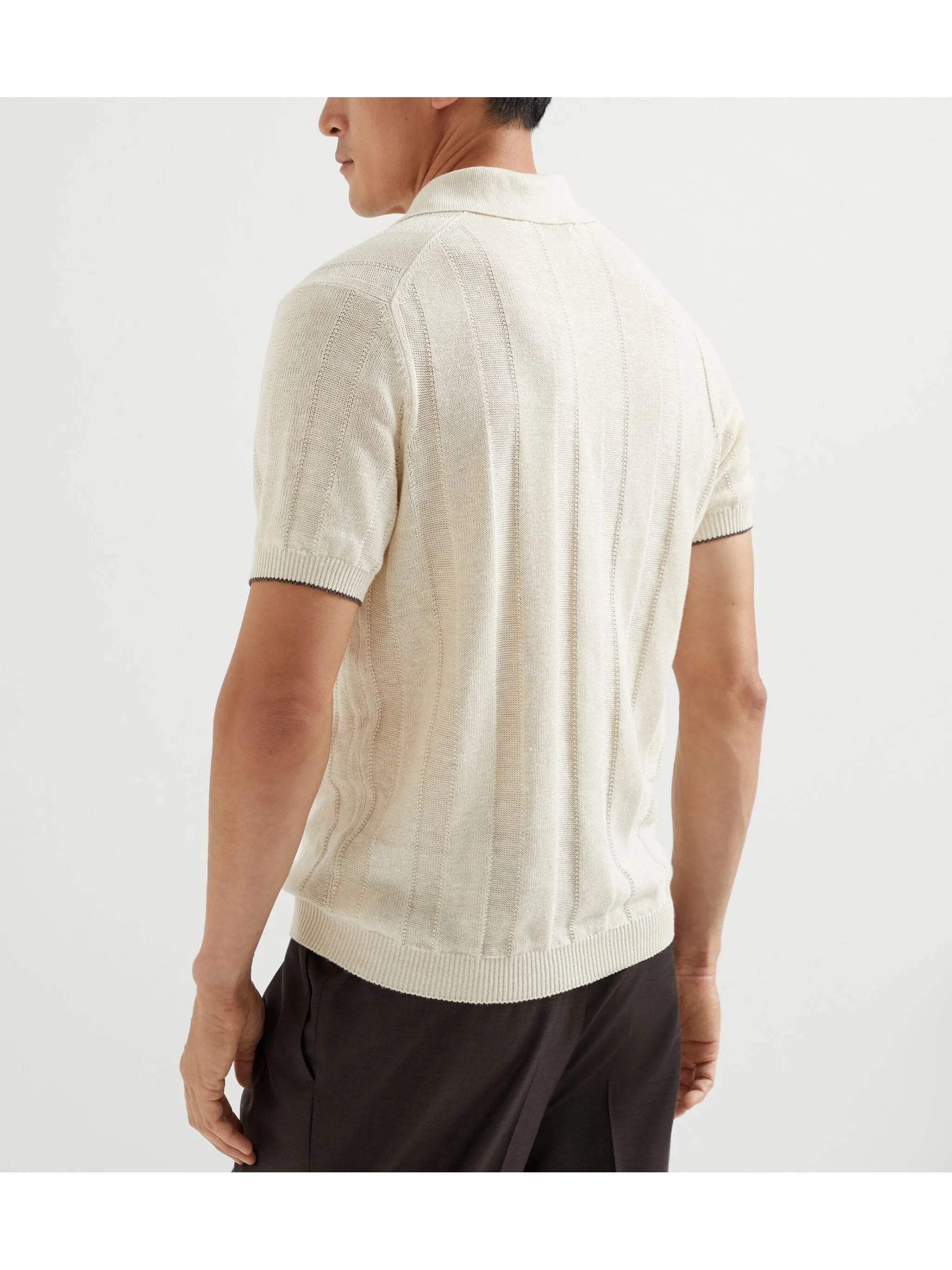 RIBBED-KNIT POLO SHIRT - 4