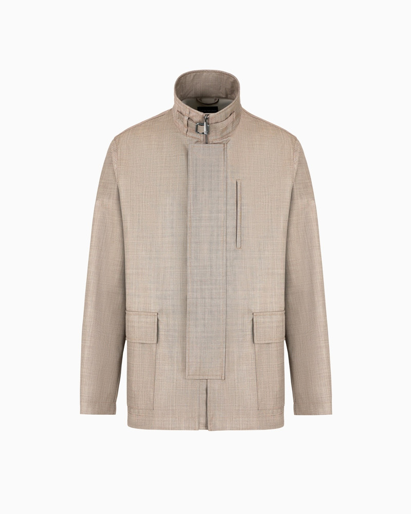 FULL-ZIP BLOUSON IN SILKY-FINISH BONDED GRISAILLE 1