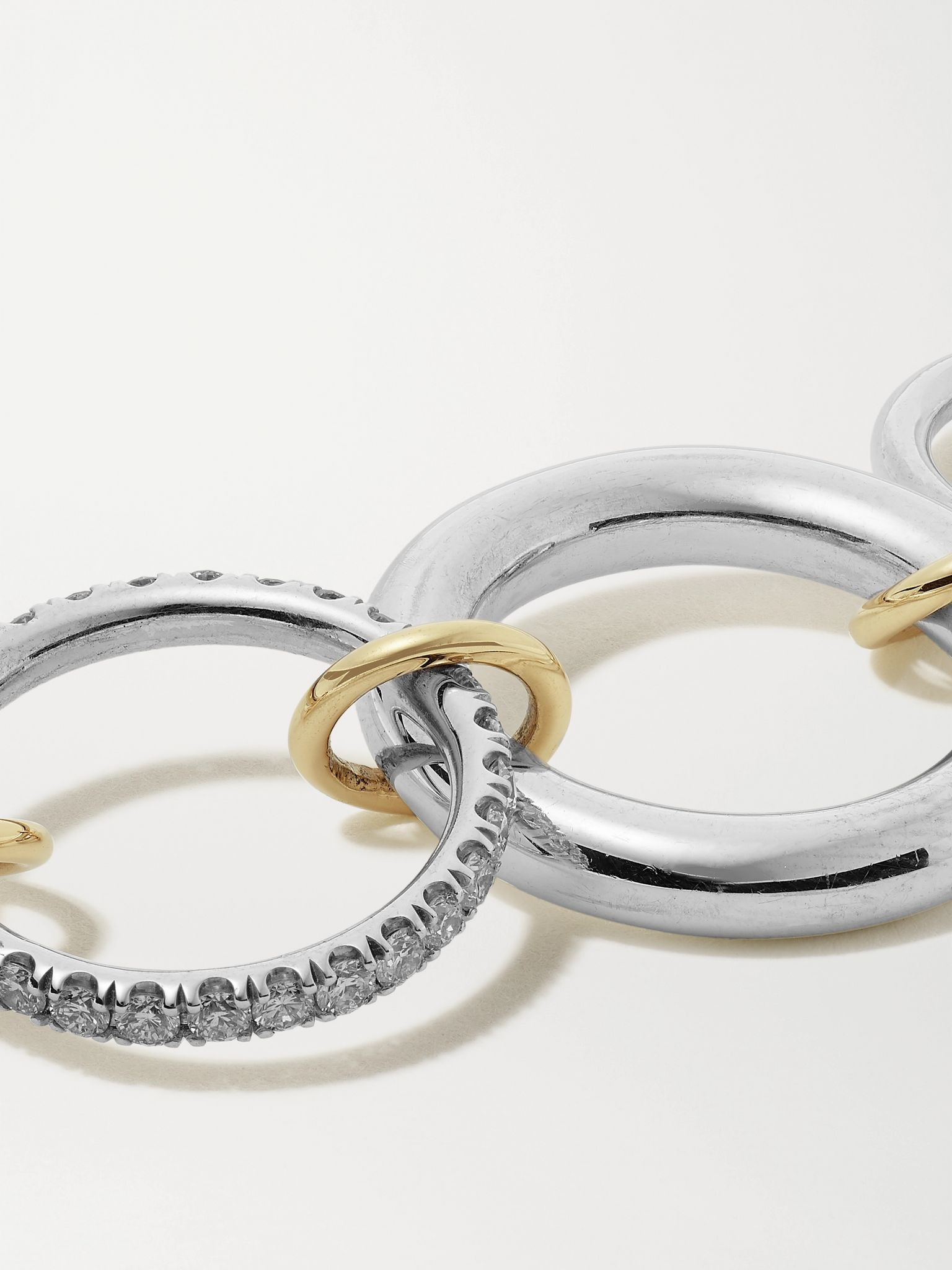 Luna set of four sterling silver and 18-karat gold diamond rings Silver - 4