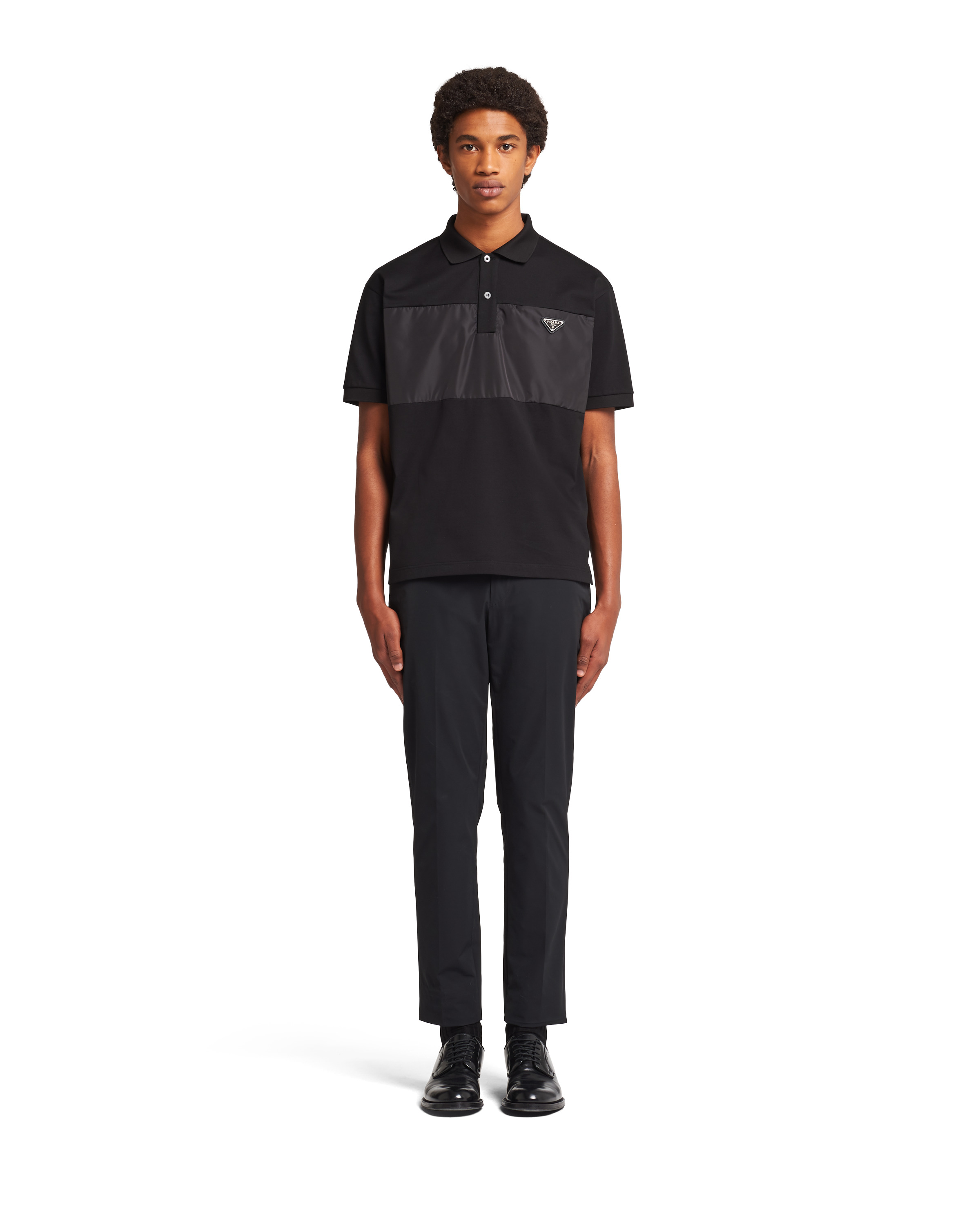 Piqué polo shirt with nylon details - 2