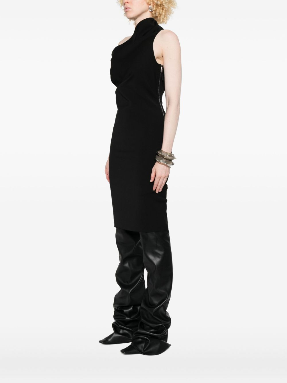 one-shoulder zip-fastening mini dress - 3