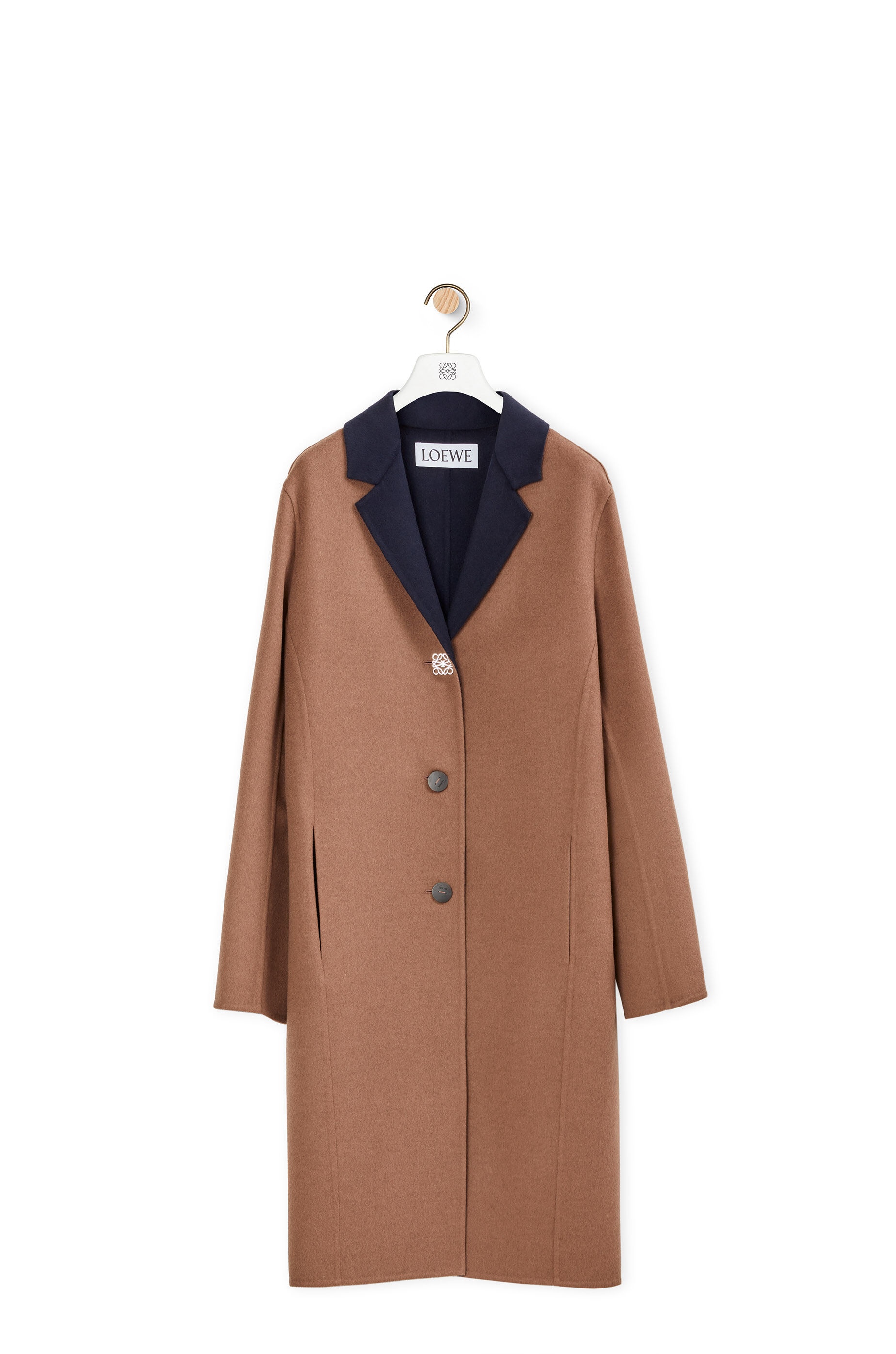 Anagram bi-colour coat in wool and cashmere - 1