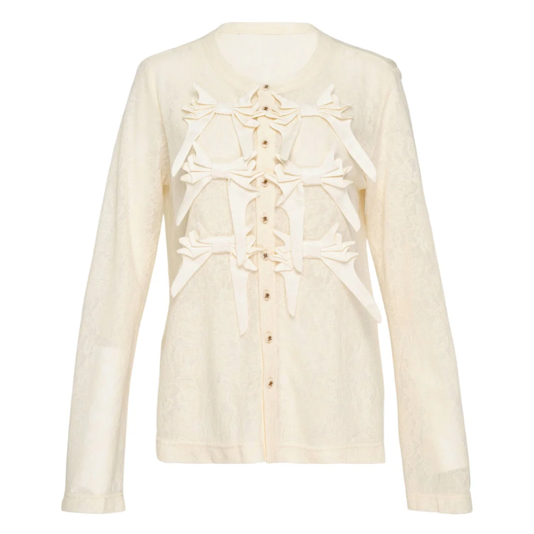 Long Sleeve Bow Cardigan - 1