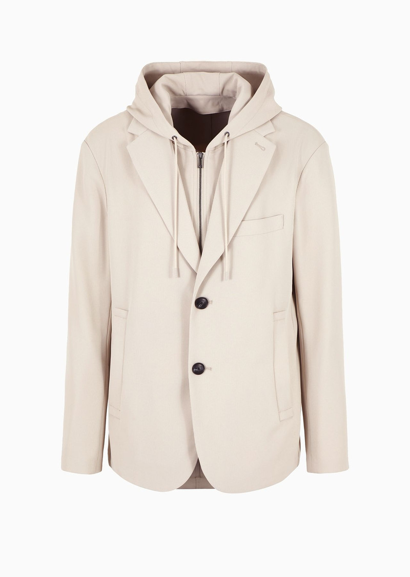 Blazer with dickey and hood, made of canneté fabric 1
