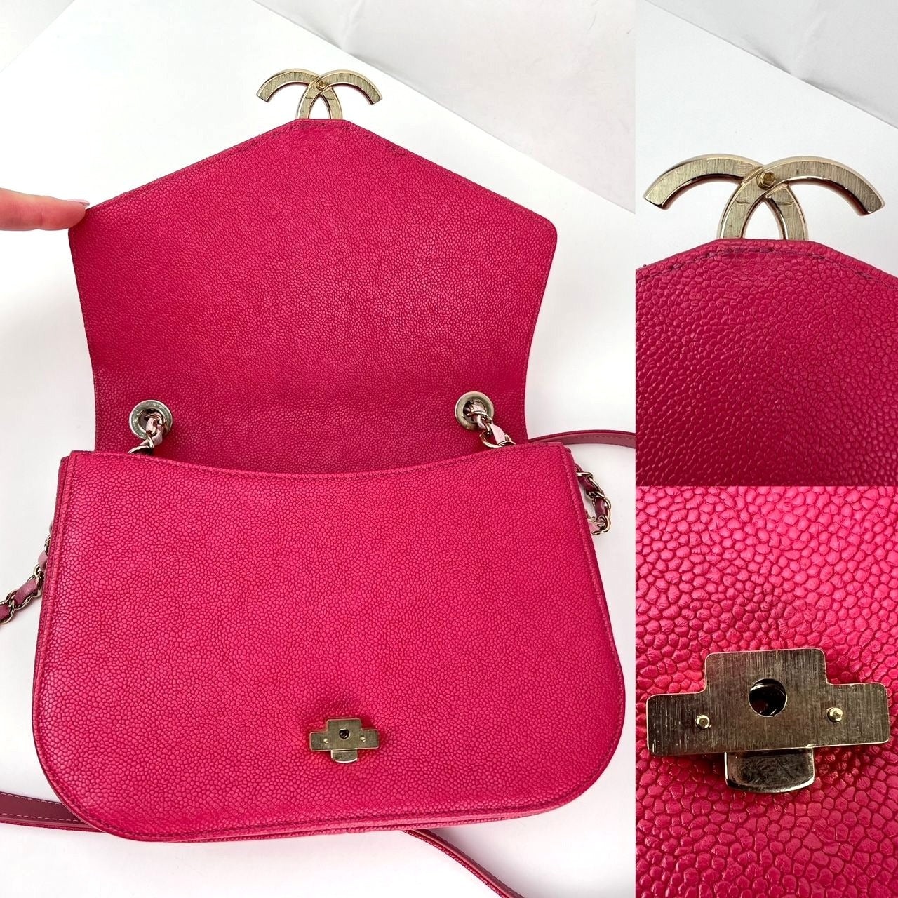 Chanel Paris-Cuba Medium Caviar Calfskin Thread Around Pink Flap Bag with top handle - 8