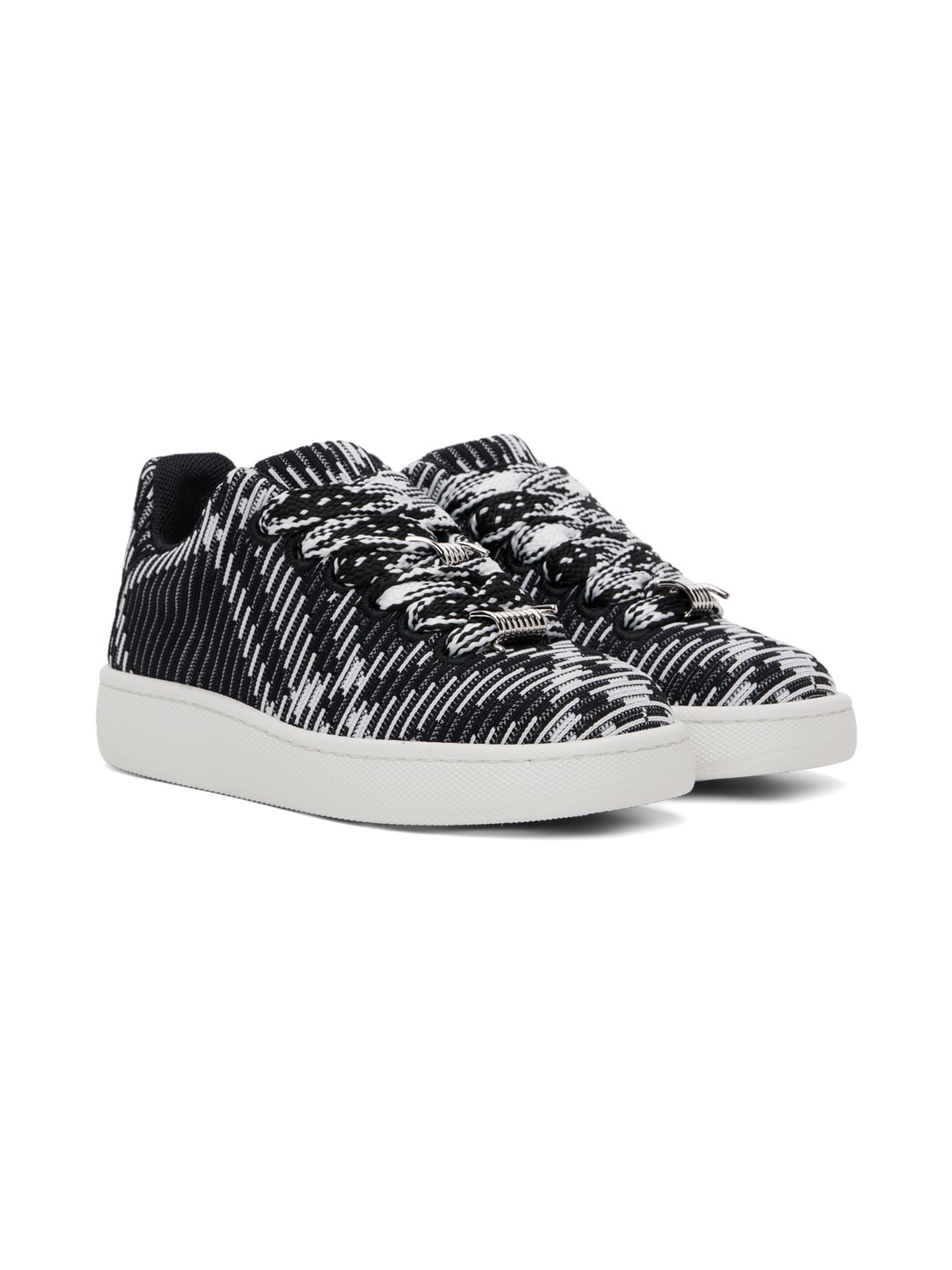 Black & White Check Knit Box Sneakers - 4