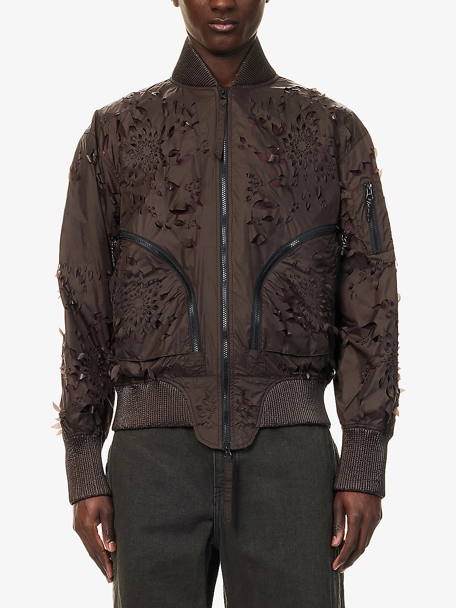 Laser-Slashed Petal Woven Bomber Jacket - 3