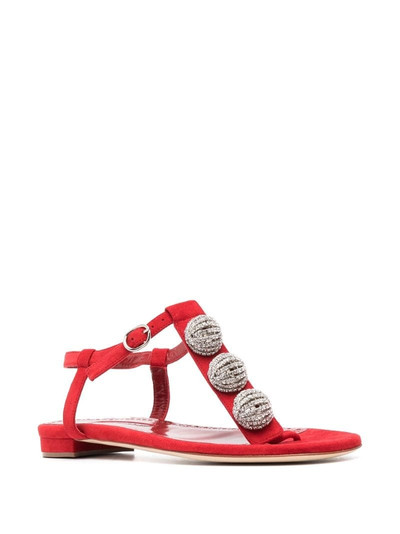 Manolo Blahnik crystal-embellished flat sandals outlook