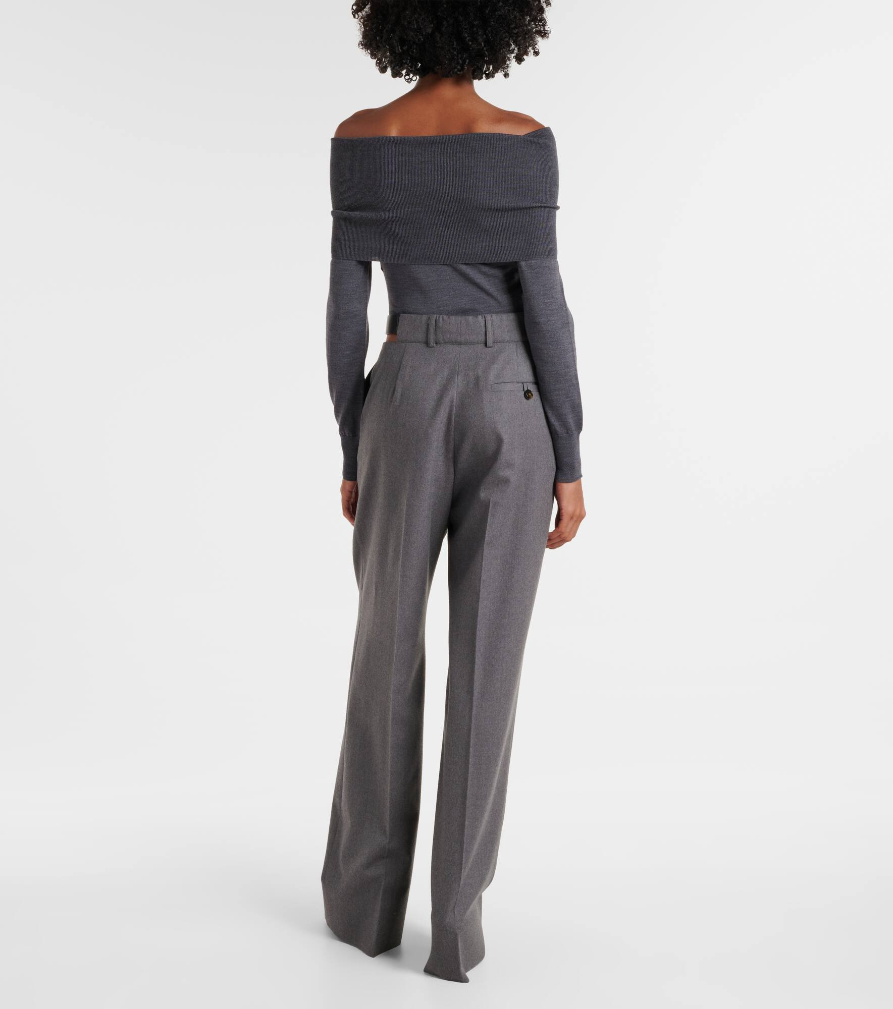 Wool flannel straight pants - 3