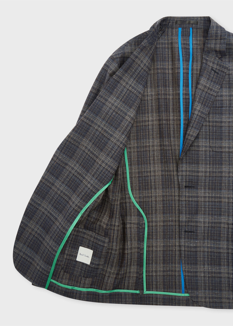 Brown and Navy Check Silk-Wool Suit 3