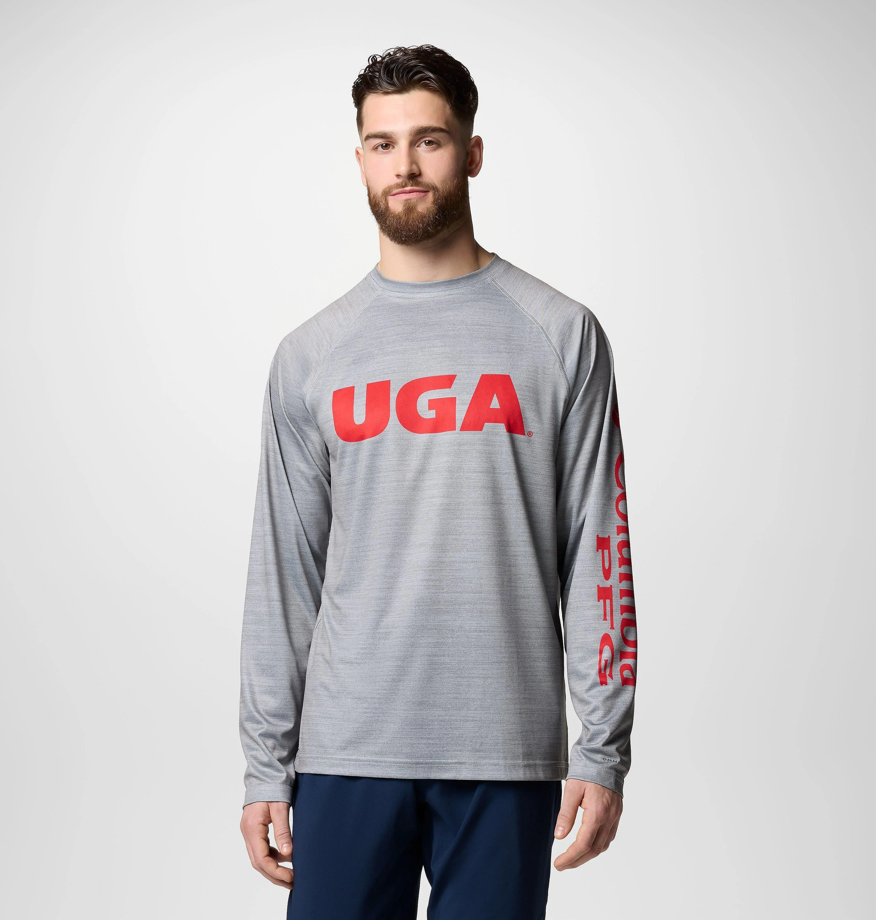 Men's Collegiate PFG Terminal Tackle Heather Long Sleeve Shirt - Georgia - 1