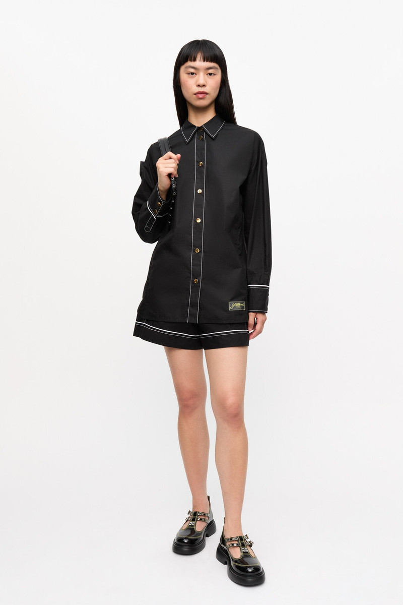 블랙 코튼 POPLIN RAGLAN SHIRT 4