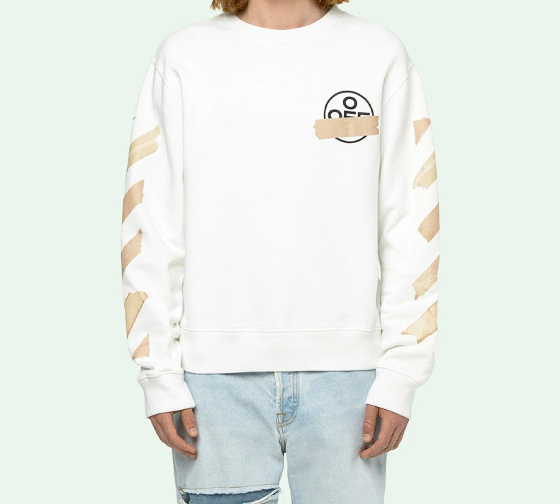 Off-White Tap Arrows Mens Logo Long Sleeve Round Neck Sweater Tape OMBA025R20E300020148 - 3