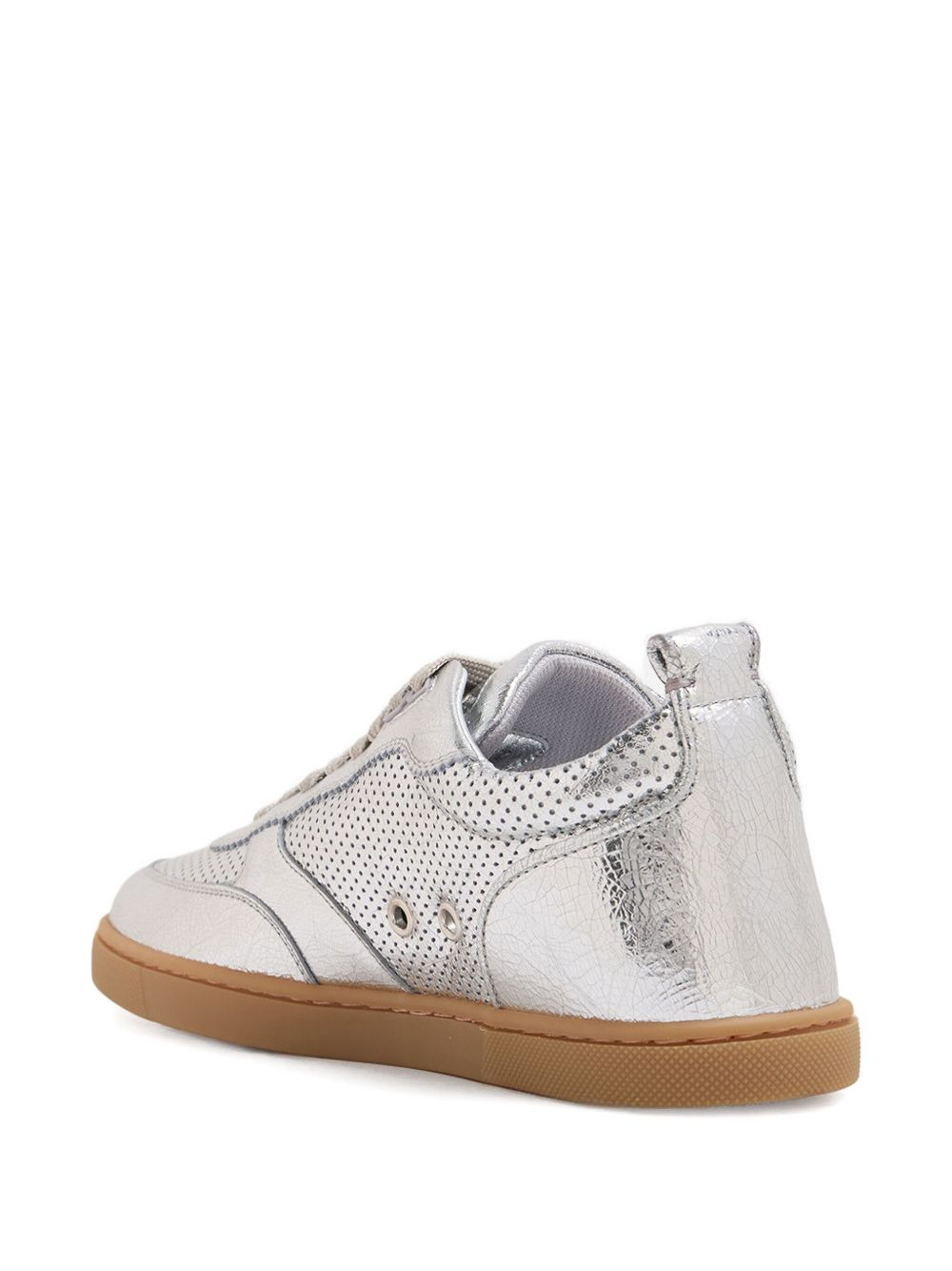 perforated leather trainers - 3