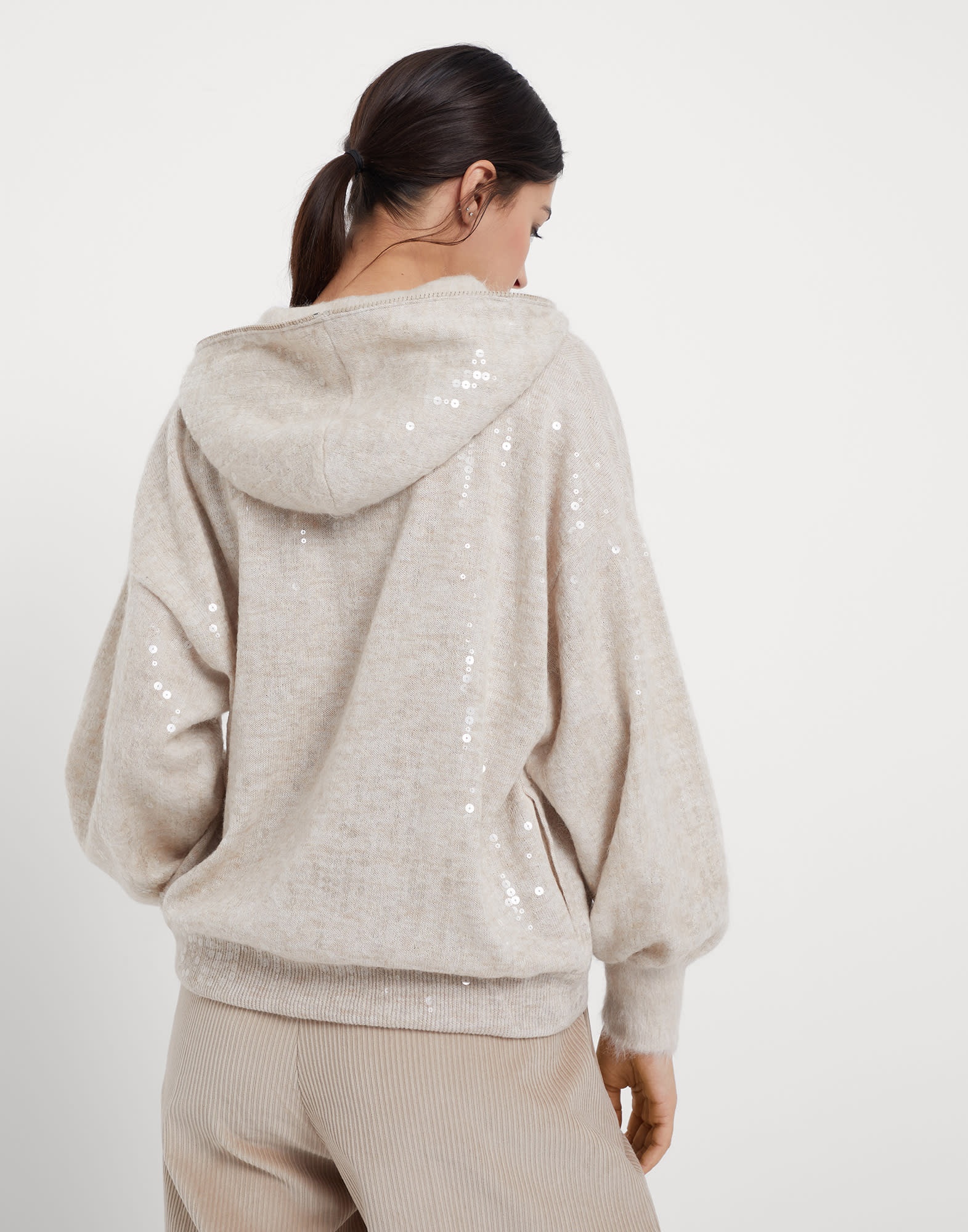 Dazzling Cascade cardigan in mohair, virgin wool and cashmere with hood and zipper - 2