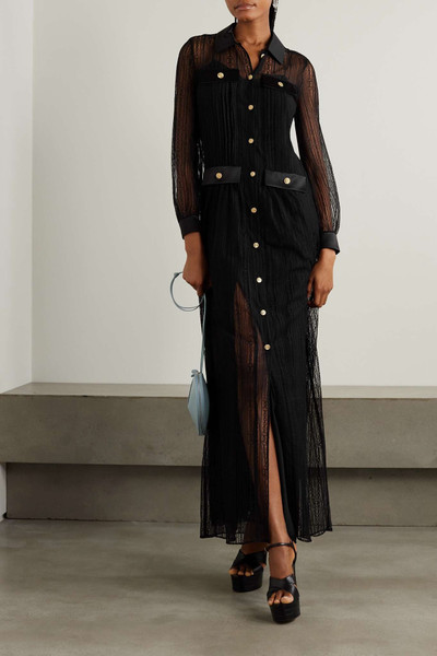 GUCCI Button-embellished leather-trimmed lace maxi dress outlook