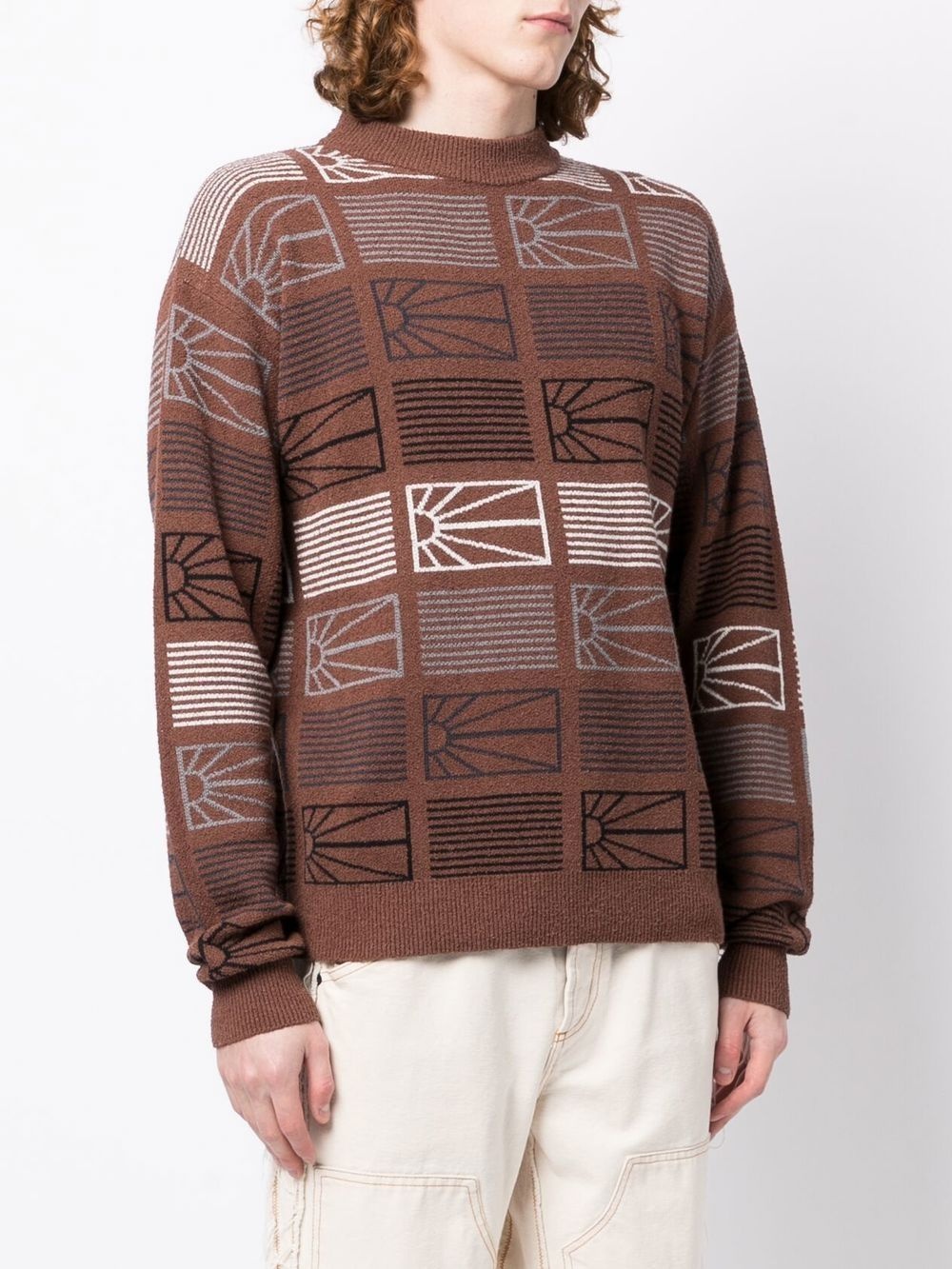 intarsia-knit ribbed-trim jumper - 3