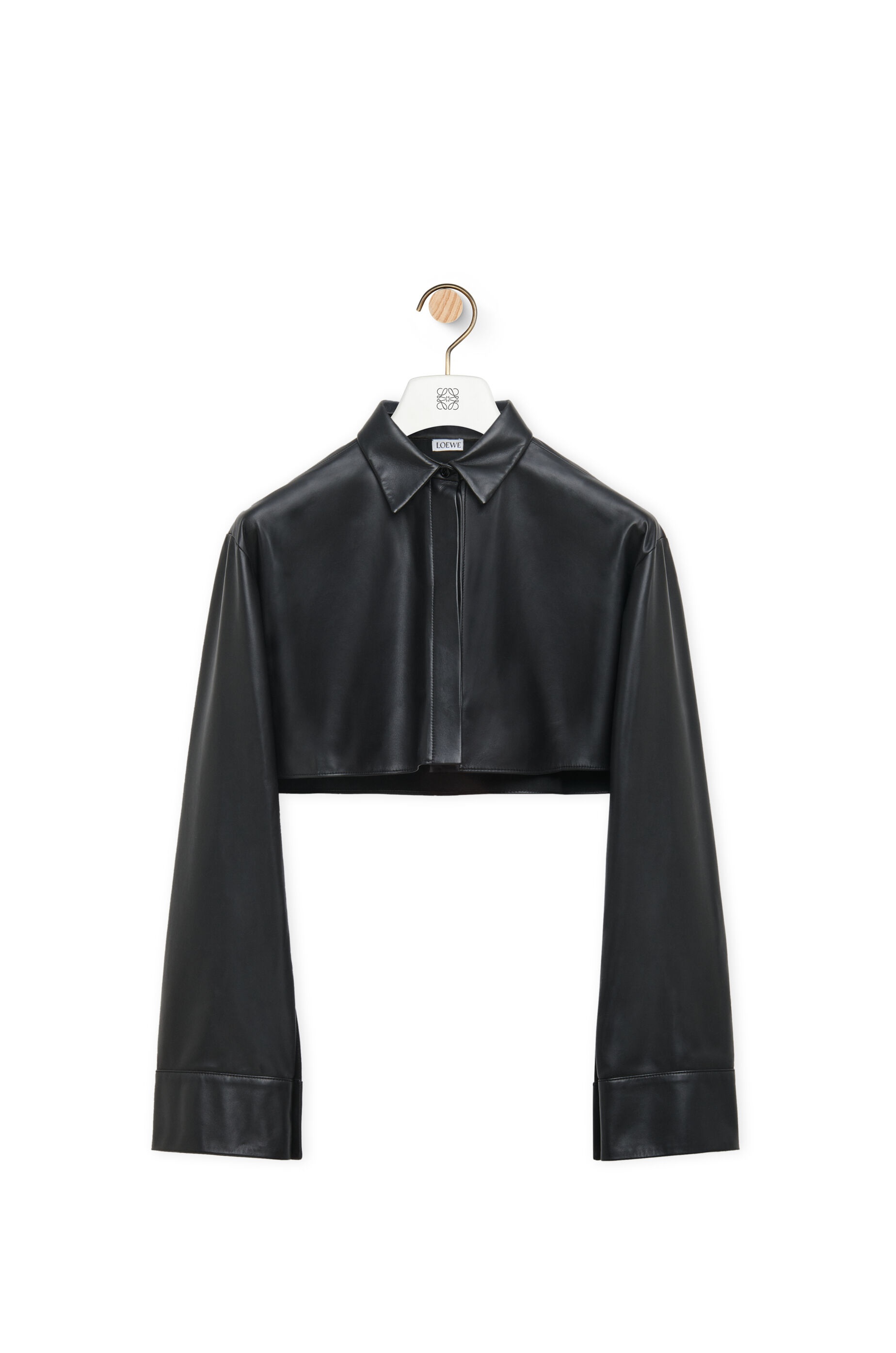 Cropped shirt in nappa lambskin - 1